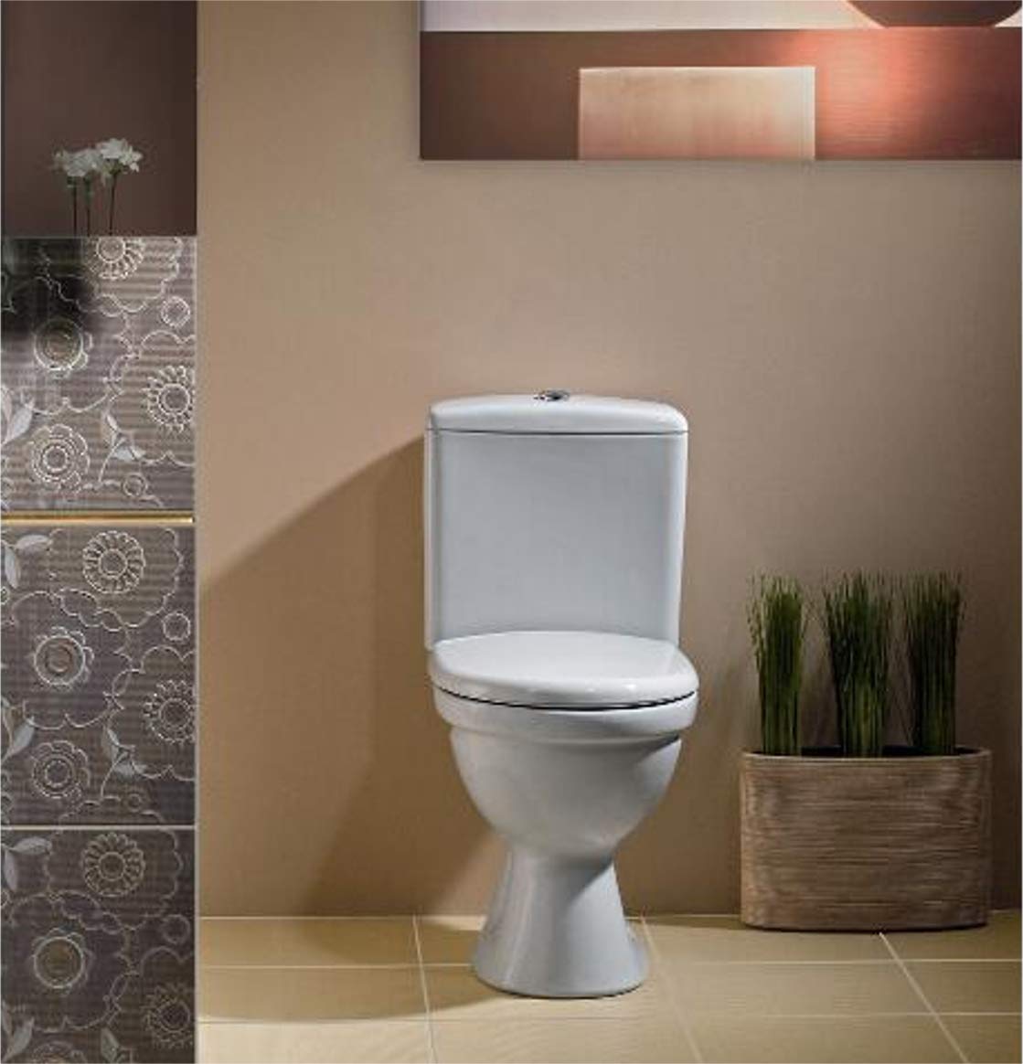 Ceramic Toilet Stand Complete Set - Modern Design with WC Tank & Polypropylene Seat for Horizontal Water Outlet Connection - Perfect for Bathroom Renovation & Home Upgrade