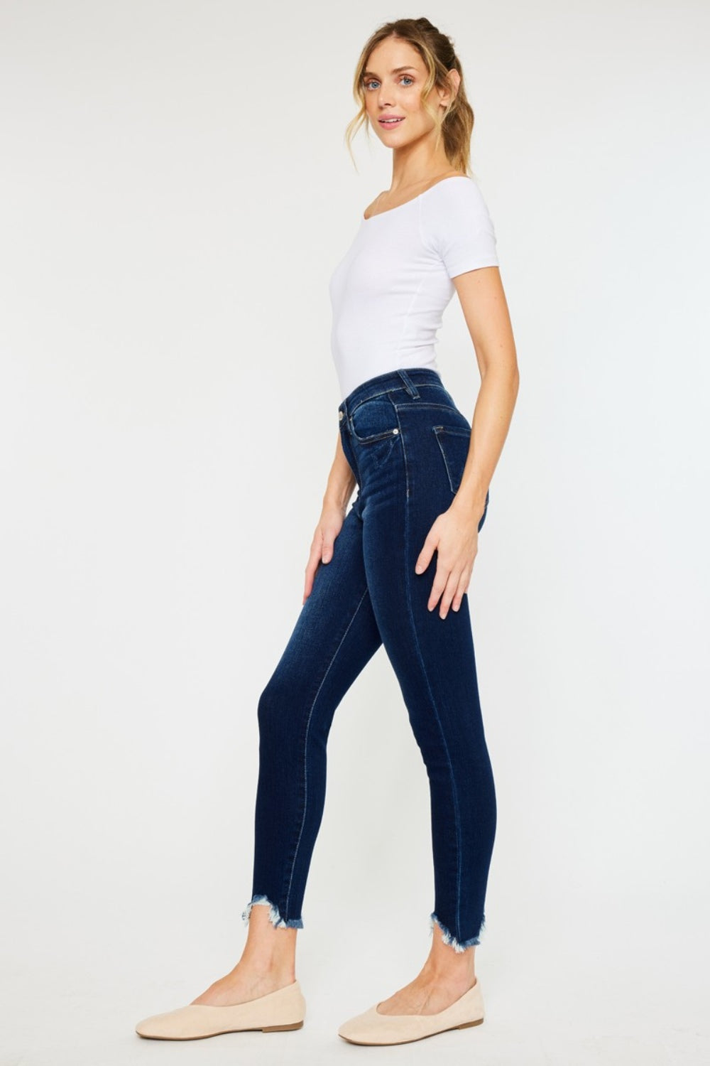 Kancan Women's High Rise Skinny Jeans - Distressed Ankle Frayed Denim Pants for Casual Outfits & Streetwear Fashion