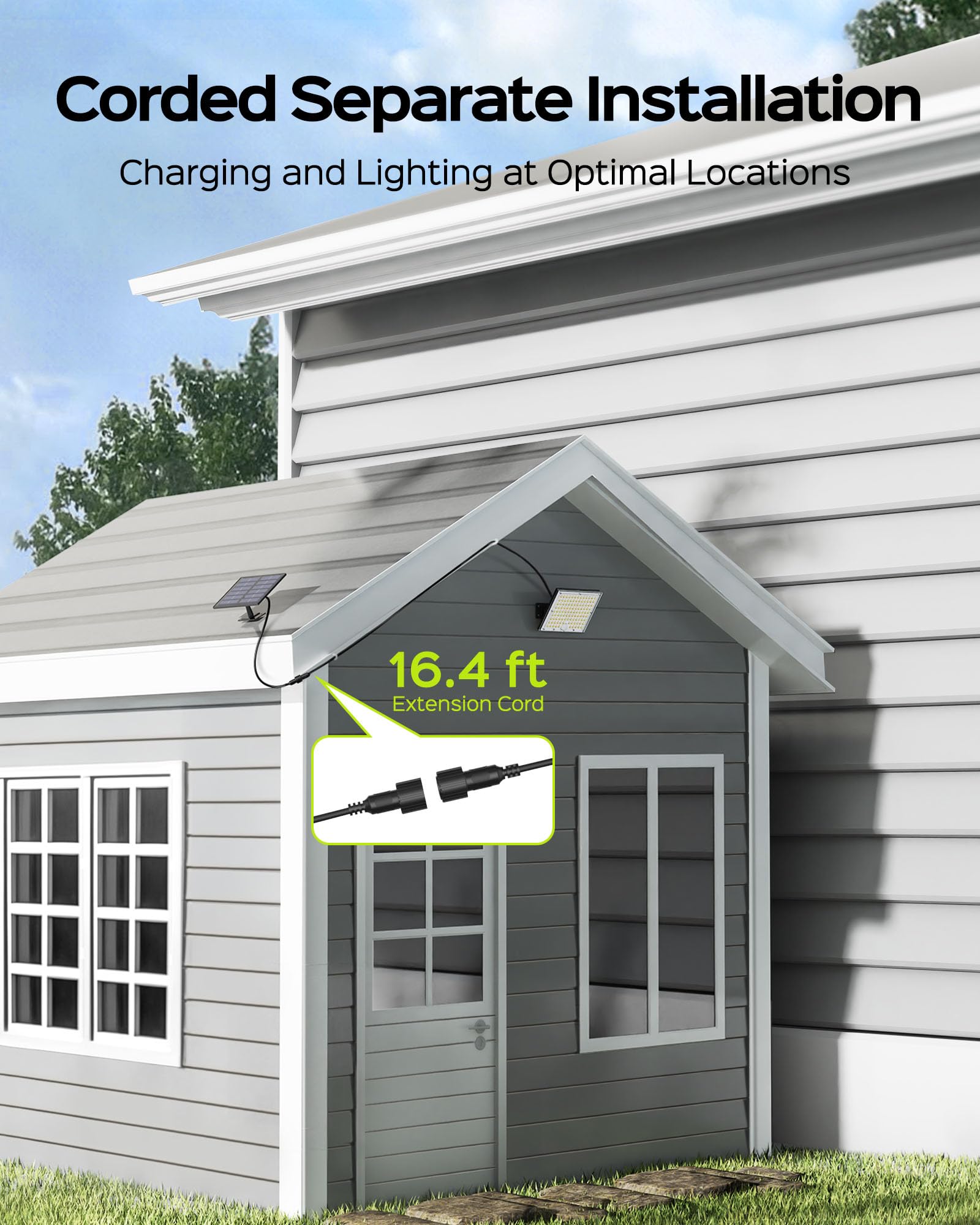 JACKYLED 113LED Solar Motion Sensor Flood Lights - Waterproof Cool White Outdoor Security Lighting for Porch, Patio, Yard & Garage (1 Pack) - Perfect for Pathway Illumination & Home Safety