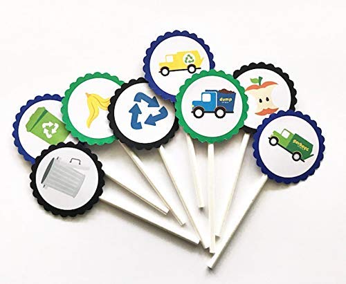 Eco-Friendly Recycled Paper Cupcake Toppers - Set of 12 Decorations for Birthday Parties, Baby Showers & Sustainable Celebrations