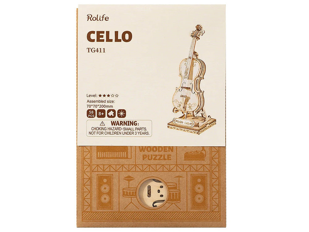 3D Laser Cut Wooden Cello Construction Kit - DIY Musical Instrument Model for Adults & Teens - Perfect for Home Decor, Gifts, and Educational STEM Projects