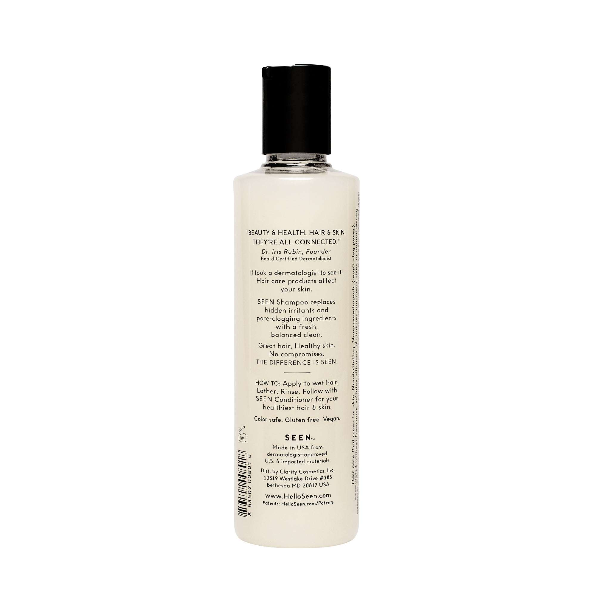 SEEN Fragrance Free Shampoo for Sensitive Scalp - Gentle Daily Cleansing, Dermatologist Developed, Sulfate & Paraben Free - Perfect for Color-Treated Hair & Eczema Prone Skin