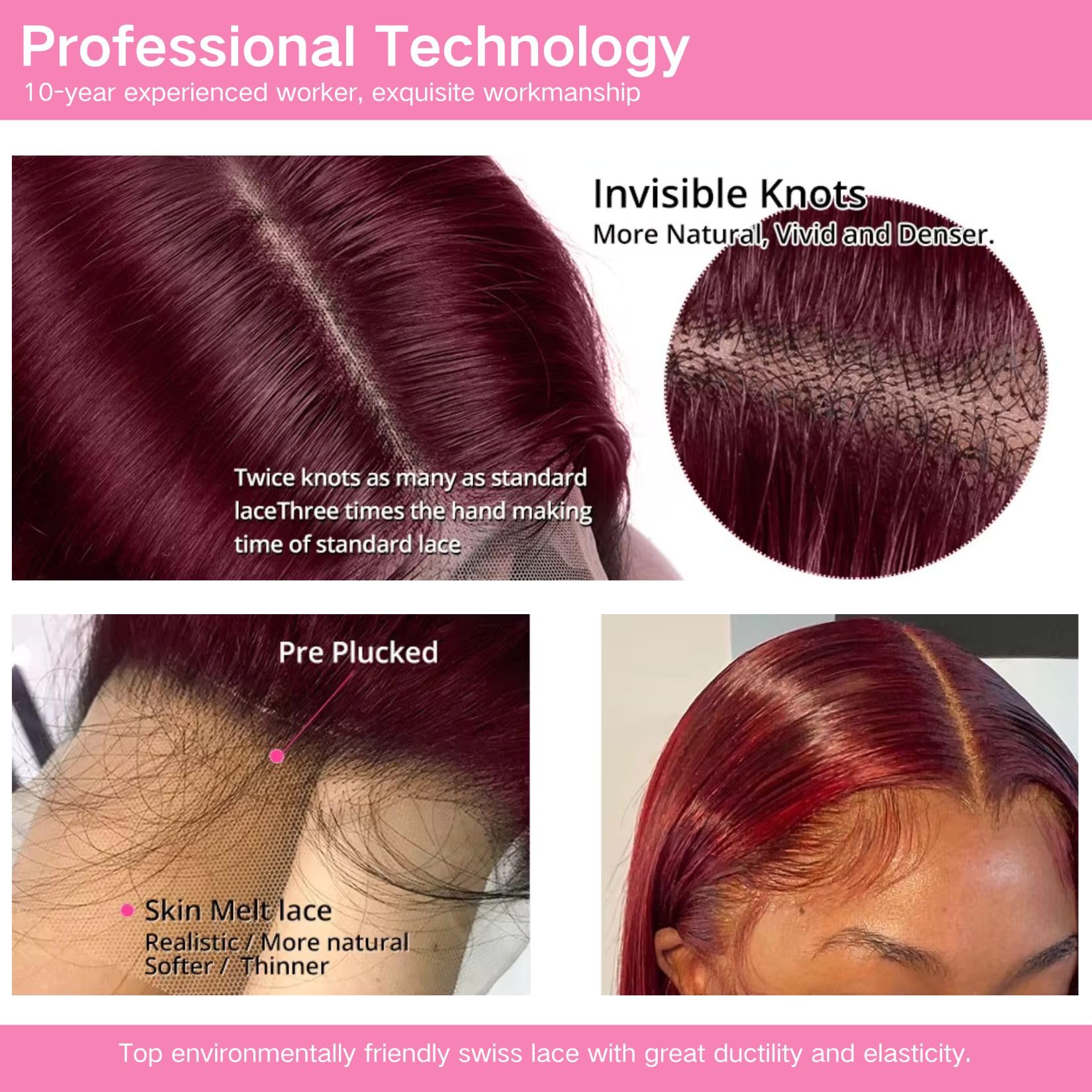 Serwell 99J Burgundy 30 Inch Human Hair Lace Front Wig - 180% Density Glueless Pre-Plucked Straight Lace Wig for Black Women | Natural Look for Daily Wear, Parties & Special Occasions