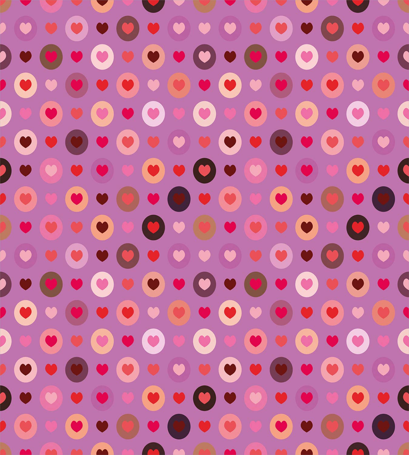 Ambesonne Abstract Duvet Cover Set - Valentine's Day Heart Design with Circular Patterns, 2-Piece King Size Bedding Set Includes 2 Duvet Covers & 4 Pillowcases in Fuchsia Red Salmon - Perfect for Romantic Bedrooms, Anniversary Gifts & Couples' Home Decor