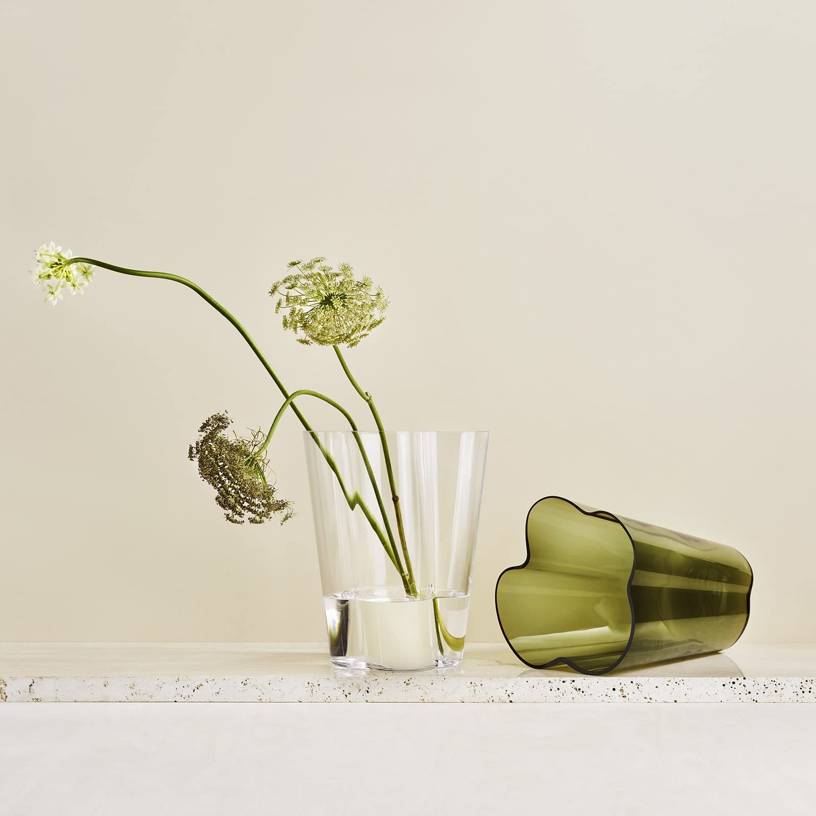 Iittala Aalto Vase 220mm - Handmade Green Glass Vase for Home Decor, Wedding Centerpiece & Scandinavian Modern Design