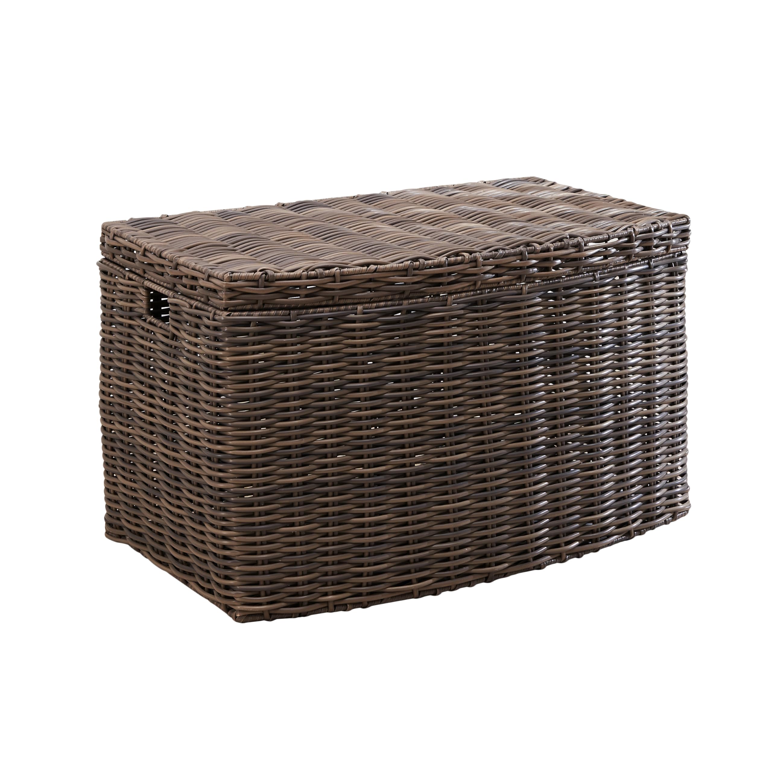 Joseph Rectangular Woven Wicker Storage Trunk with Handles - Chocolate Brown 24