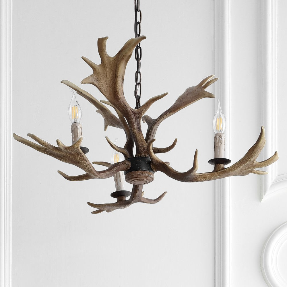 Eldora 27-Inch Adjustable Resin Antler LED Chandelier - Rustic Modern Lighting Fixture for Dining Room, Living Room, Cabin or Lodge Decor