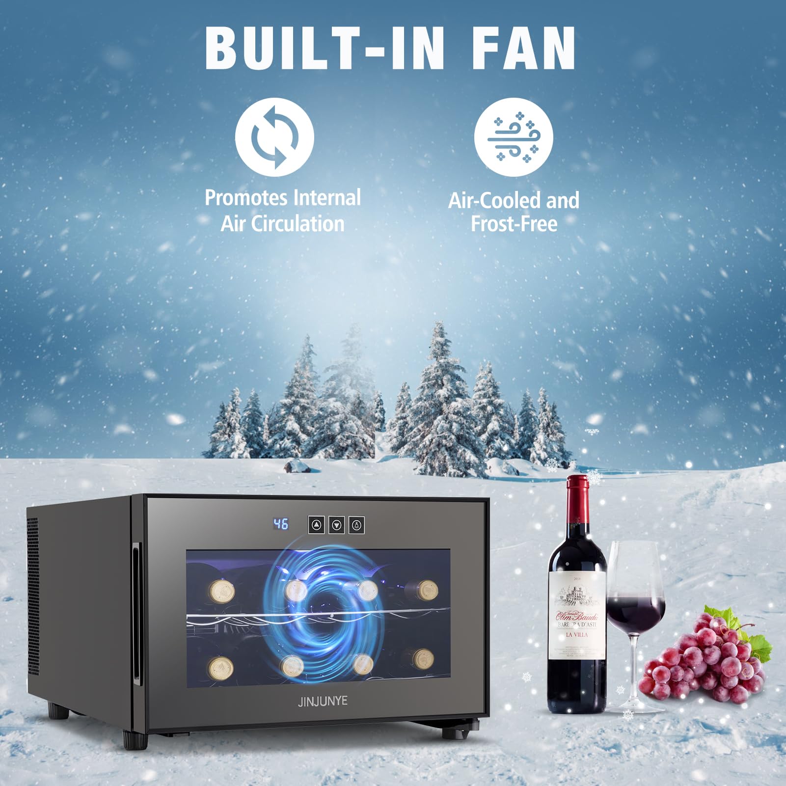 8 Bottle Wine Cooler Refrigerator - Compact Countertop Wine Fridge with Digital Temperature Control, Freestanding Mini Wine Cellar with Glass Door - Perfect for Home, Office, Bar & as Luxury Gift | Ideal for Small Spaces, Entertaining & Wine Storage