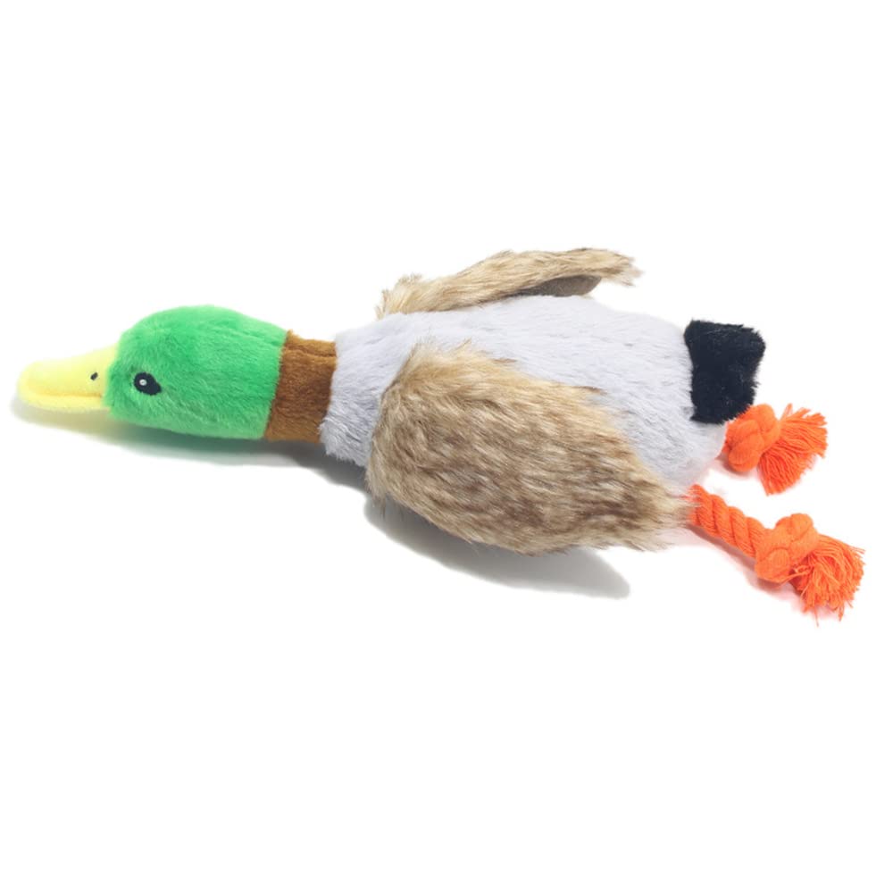 Durable Dog Toys for Aggressive Chewers - Tough Chew Proof Mallard Duck Plush Toy with Squeaker & Rope for Small to Medium Dogs - Perfect for Indoor Play, Outdoor Fetch & Teething Puppies