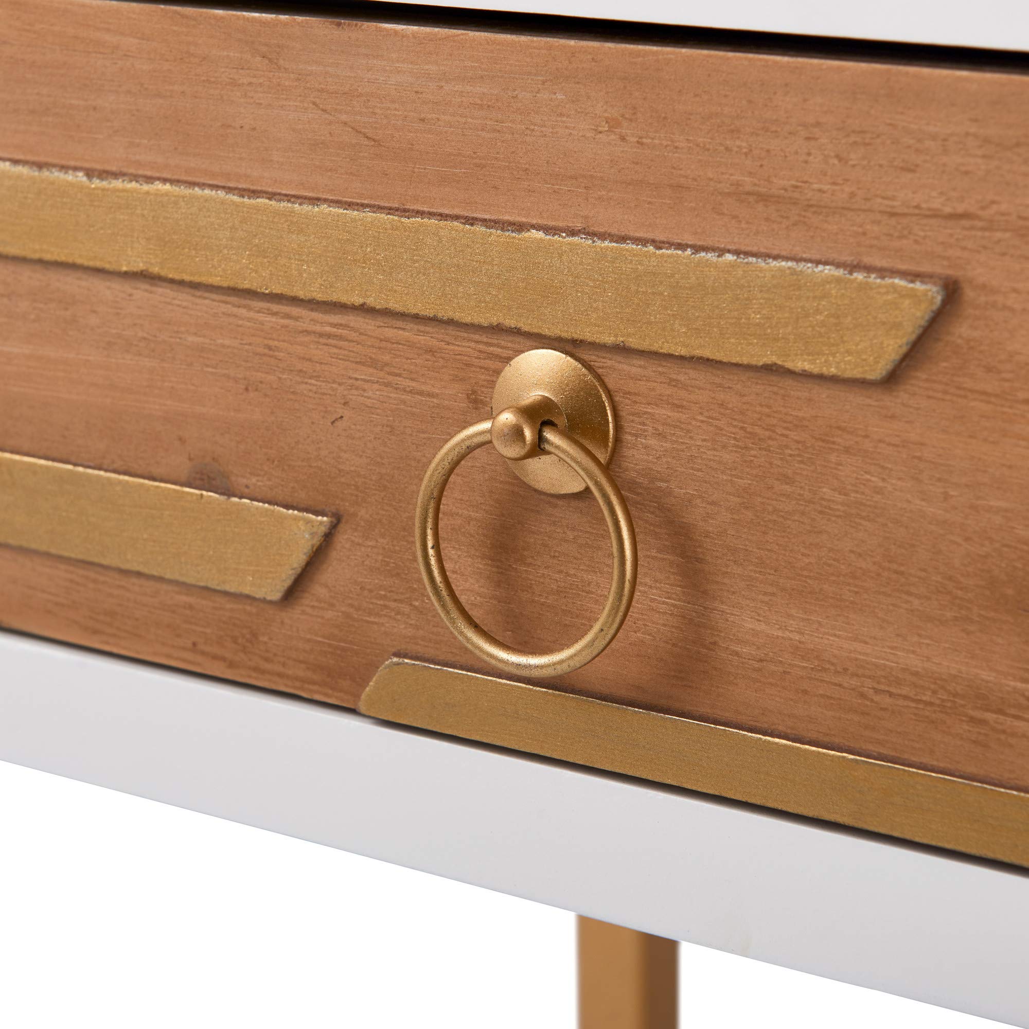Jupiter Mid Century Modern Console Table with 2 Drawers - White & Gold Rectangular Entryway Desk for Small Spaces, Living Room & Home Office - Metal Legs & Easy Assembly - Perfect for Hallway Decor & Apartment Furniture