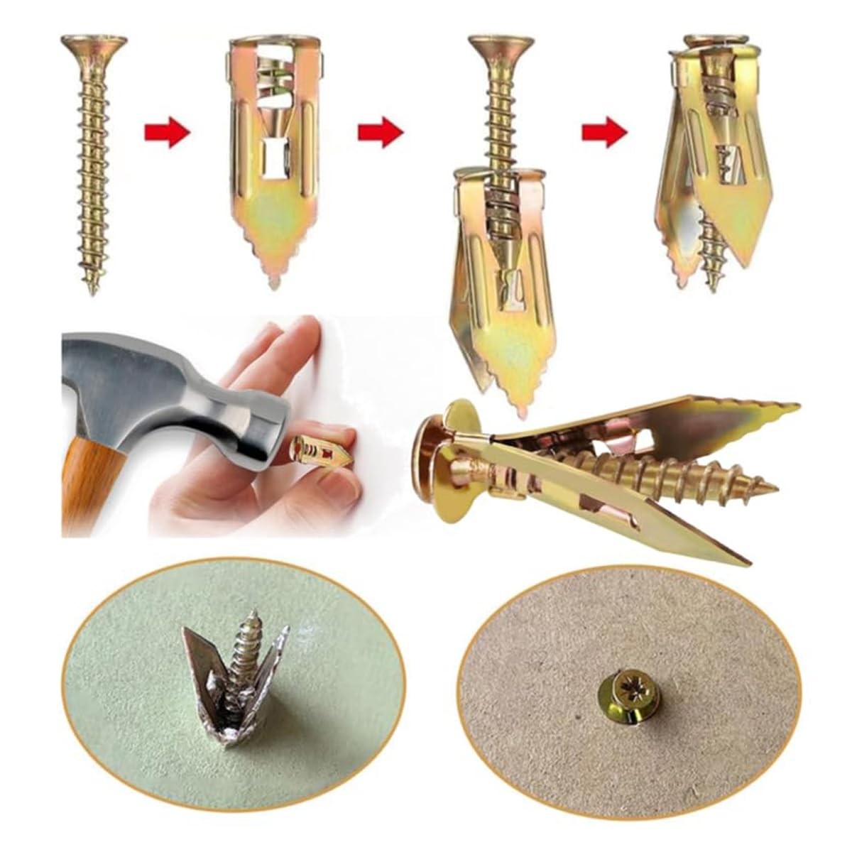 **Self-Drilling Drywall Anchors Kit - Heavy Duty Wall Anchors & Screws for Door Hinge Repair, Umbrella Base, Patio Furniture & Statues - Easy Installation for Home & Outdoor Fixing**