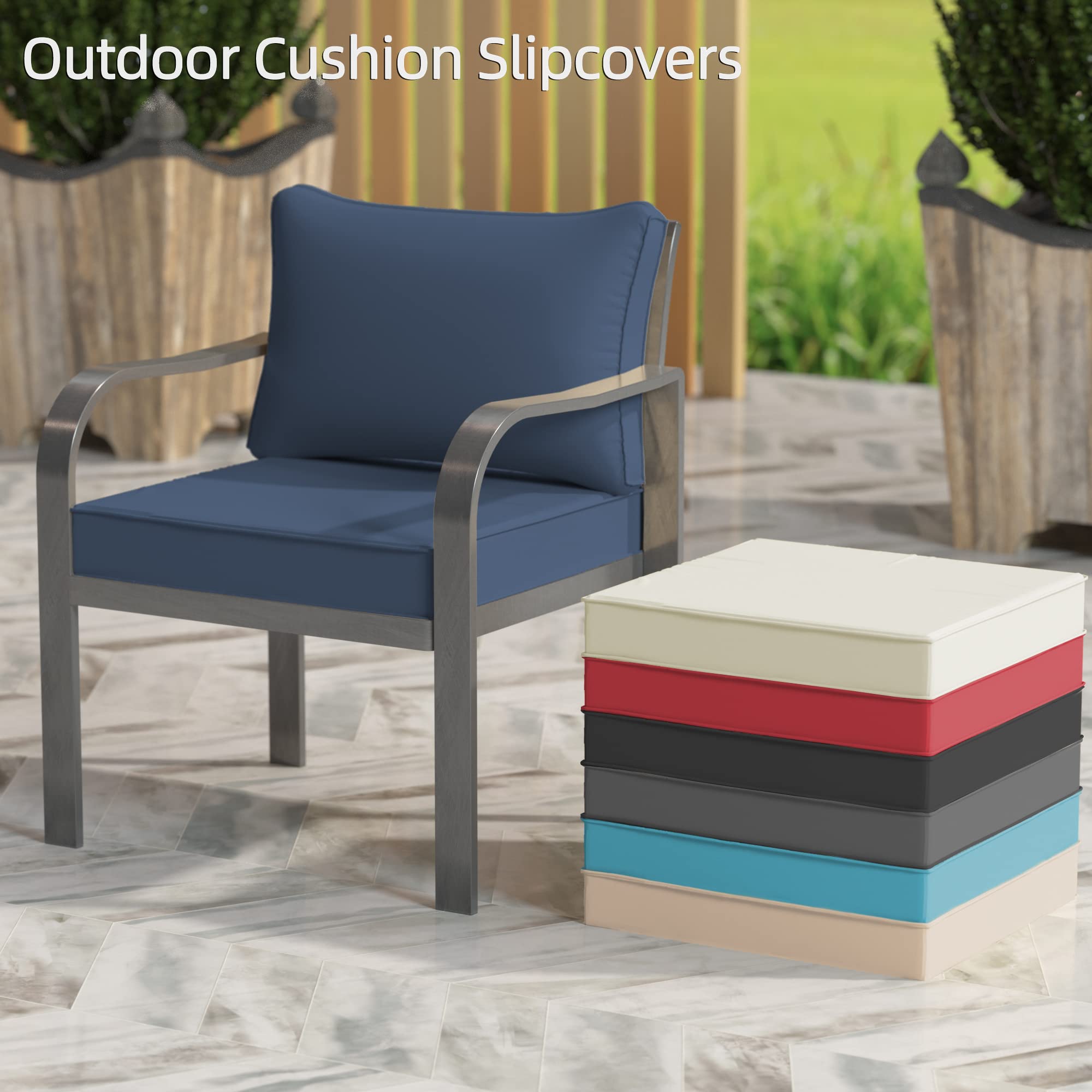 11-Piece Outdoor Cushion Covers Set - Waterproof Patio Furniture Replacement Slipcovers for Sofa, Chair & Back Pillows (Navy Blue) - Perfect for Garden, Deck, Poolside & Outdoor Lounge