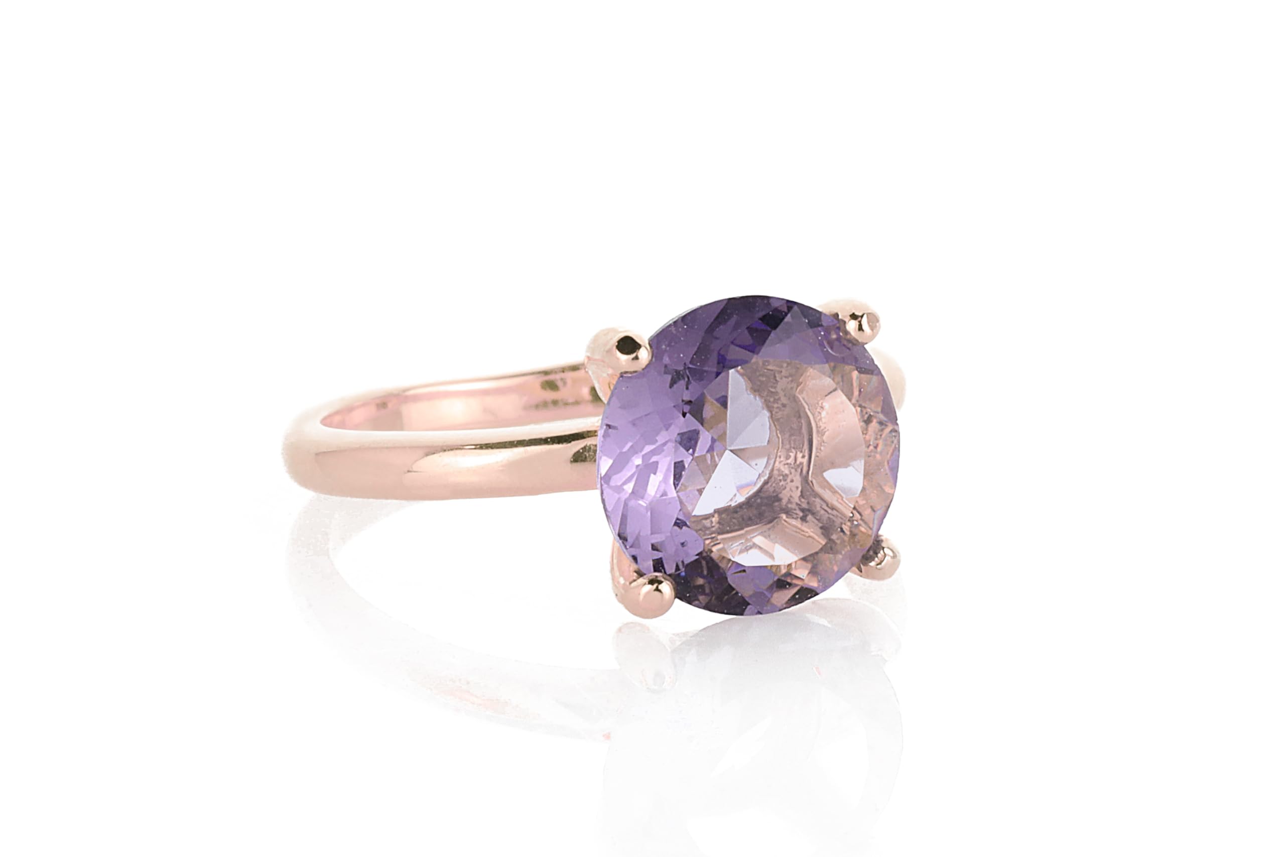 14K Rose Gold Amethyst Ring for Women - February Birthstone Jewelry with Prong Setting - Elegant Engagement & Promise Ring - Perfect for Valentine's Day, Anniversary & Special Occasions
