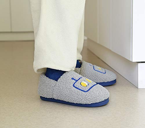 **Women's Warm Winter Slippers - Soft Indoor/Outdoor Robot Design with Colias Wing - Grey | Cozy House Shoes for Relaxing at Home & Quick Outdoor Errands**