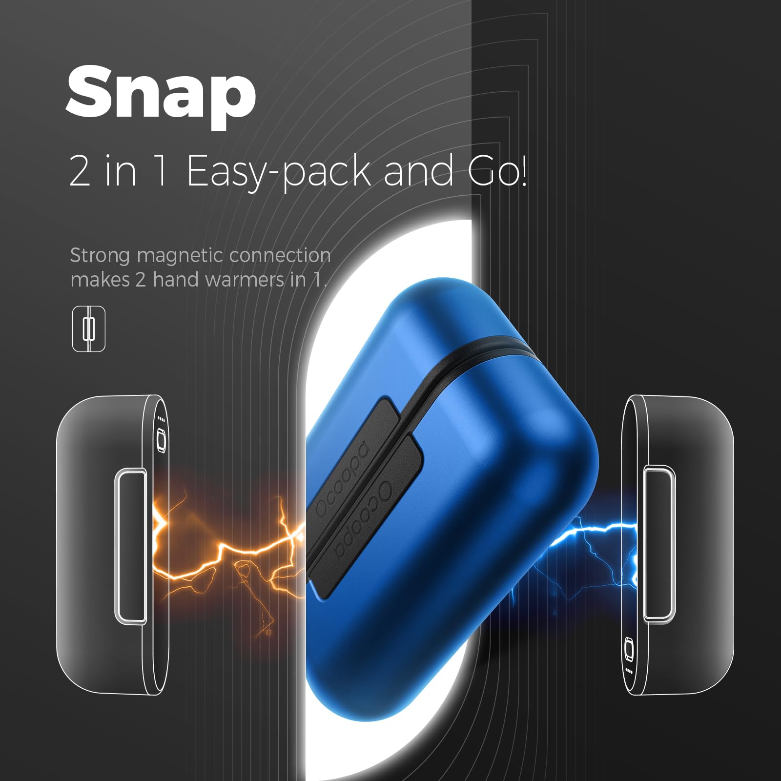 OCOOPA Rechargeable Hand Warmers 2 Pack - 10000mAh USB-C Portable Charger with 4 Heat Settings up to 136°F - Magnetic Electric Hand Warmer for Raynaud's, Golf, Hiking, Camping & Winter Outdoor Activities - Perfect Tech Gift for Men & Women (UT2s MagTwins)