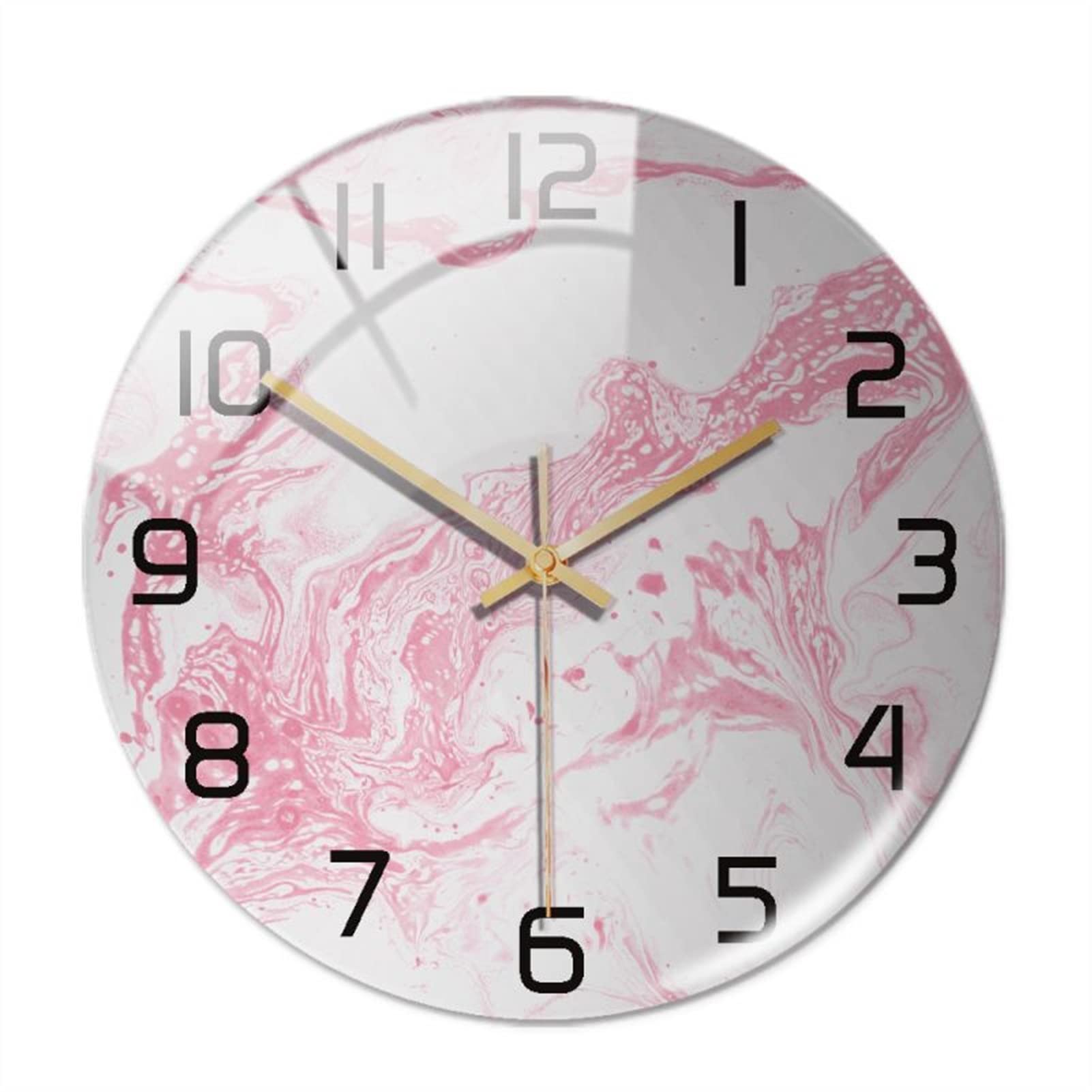 Round Marble Wall Clock - 3D Modern Home Decor for Living Room, Kitchen, Bedroom & Office | Elegant Timepiece for Home & Workspace (Color Option 3)