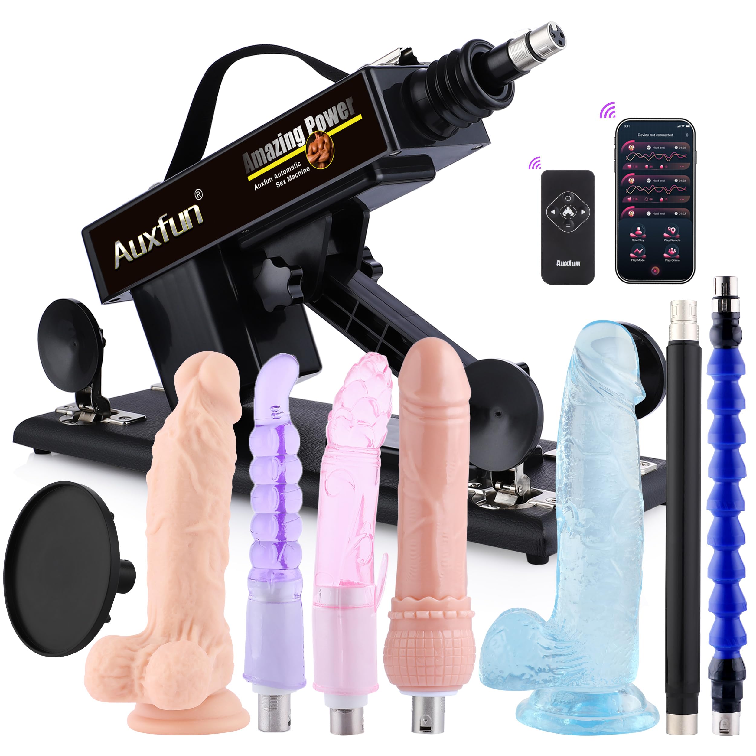 App-Controlled Sex Machine for Couples - 9 Accessories & Realistic Dildo with 3XLR Connector - Perfect for Long-Distance Play and Adult Toy Collection Enhancement