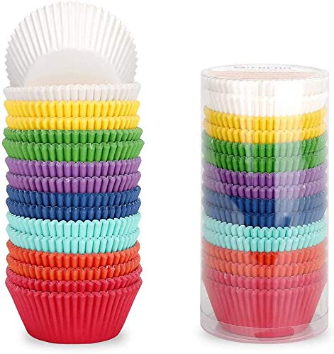 100-Piece Bright Rainbow Standard Baking Cups - Solid Colorful Paper Cupcake Liners for Party, Birthday, and Holiday Baking | Bulk Baking Supplies for Muffins & Cupcakes