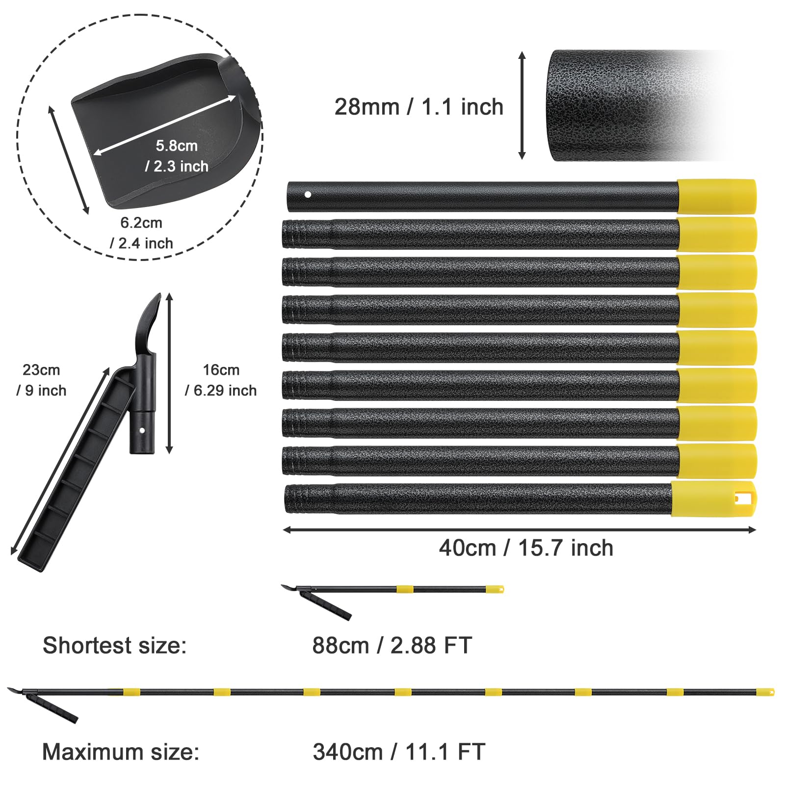 11FT Gutter Cleaning Tool with Long Pole - Roof & Leaf Scoop for Easy Gutter Maintenance