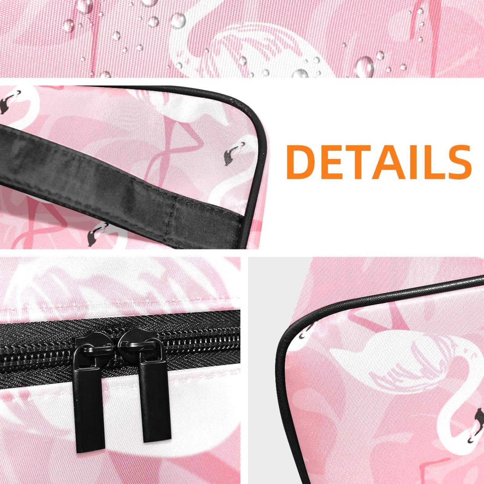 Portable Travel Makeup Organizer Bag for Women - Waterproof Cosmetic Case with Tropical Flamingo Pattern, Perfect for Toiletries & Beauty Essentials on Vacation, Gym, or Daily Use