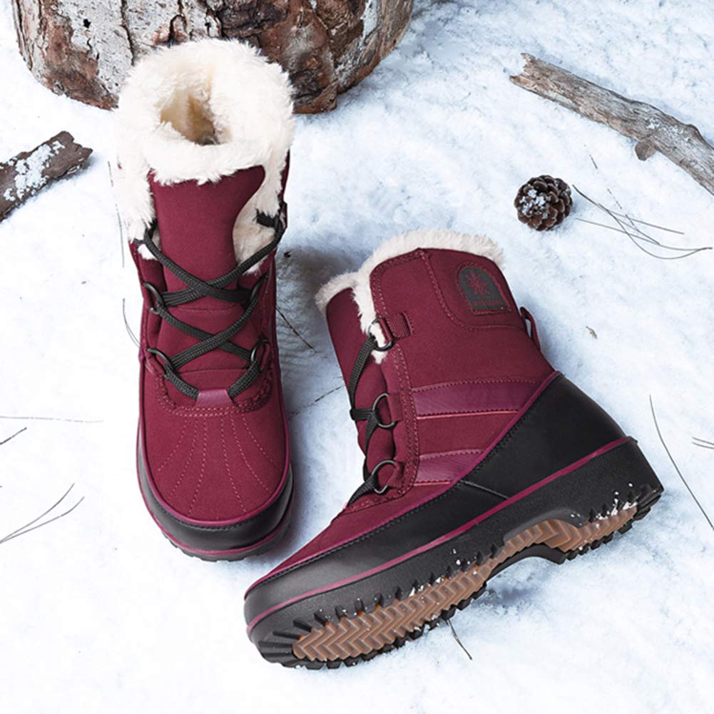Women's Velvet Warm Short Snow Boots - Waterproof Winter Booties for Skiing, Hiking & Outdoor Activities - Cozy Cotton Lined Boots for Cold Weather