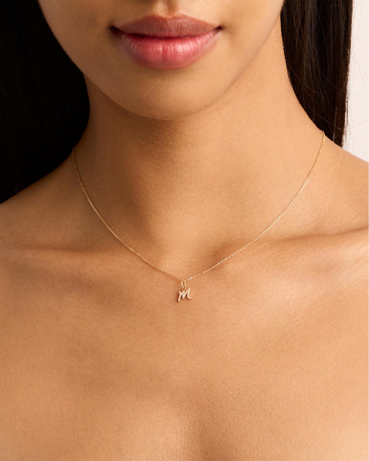 14K Solid Gold Forever Love Diamond Letter Necklace Pendant - Personalized Initial Jewelry Gift for Women, Perfect for Valentine's Day, Anniversary & Special Occasions
