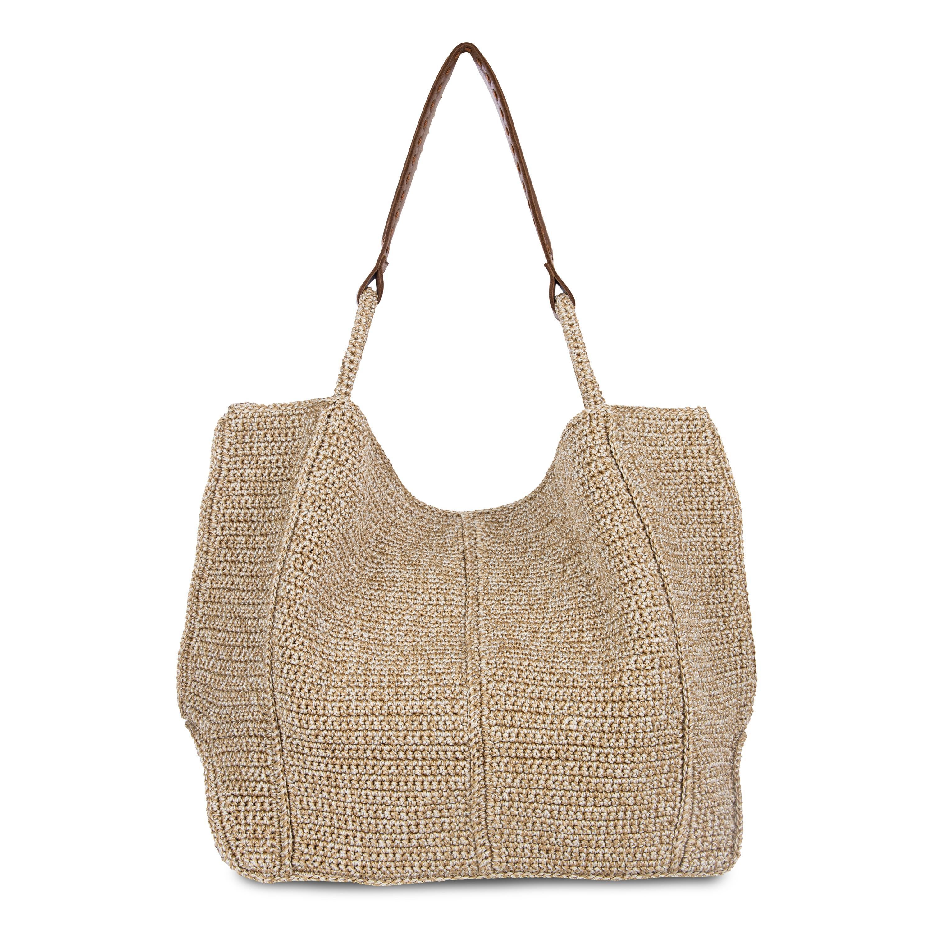 Los Feliz Large Hand Crochet Tote Bag - Eco-Friendly Bamboo Fiber Beach Tote for Women, Perfect for Shopping, Travel & Daily Use