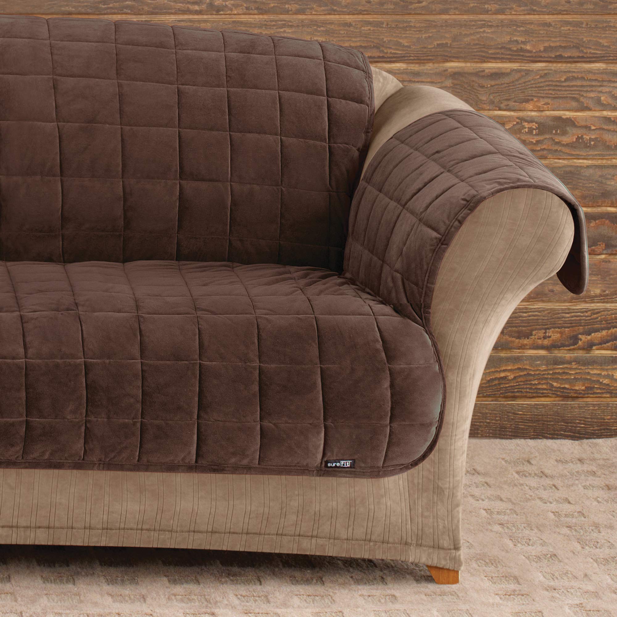 SureFit Deluxe Comfort Throw Cover - One Piece Machine Washable Pet Furniture Protector for Sofa (Chocolate Brown) - Perfect for Living Room, Bedroom & Pet-Friendly Homes