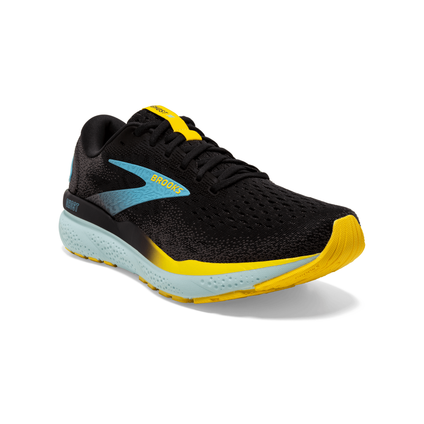 Brooks Ghost 16 Running Shoes for Men - Wide 2E Width - Black/Iron/Blue - Cushioned Support for Road Running, Jogging & Marathon Training