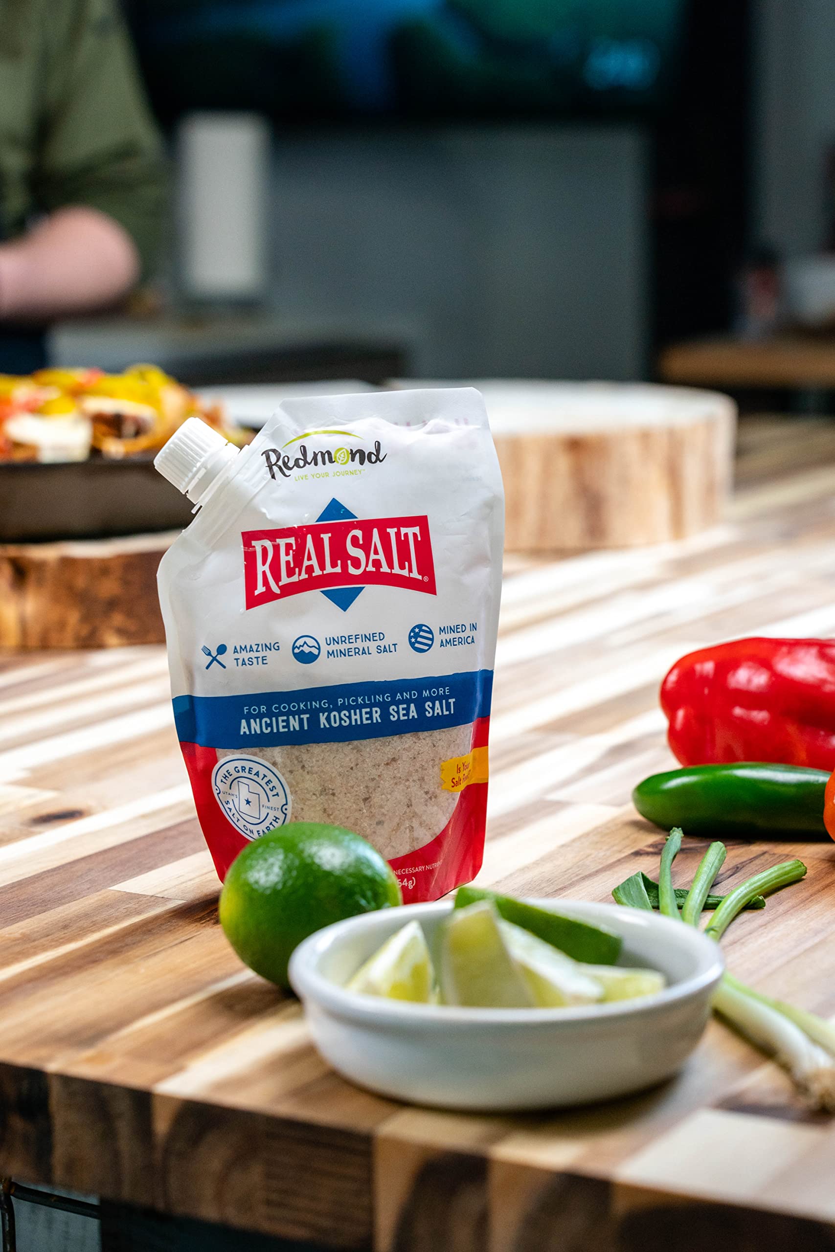 Redmond Real Sea Salt - Natural Unrefined Gluten Free Kosher Salt, 16 Ounce Pouch (2 Pack) - Perfect for Cooking, Baking & Seasoning