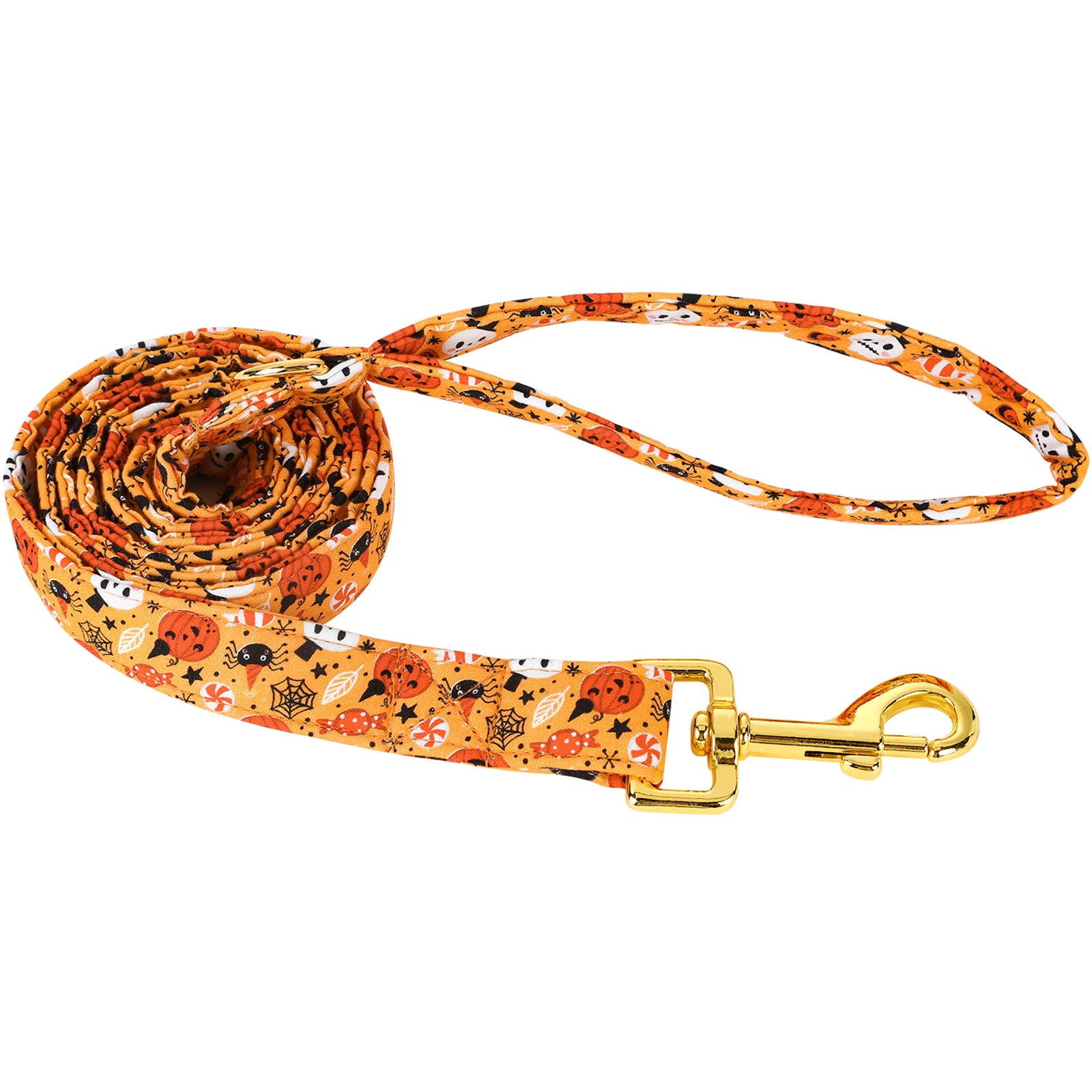 **ARING PET Halloween Dog Leash & Matching Collar Set – Handmade Ghost Pumpkin Design for Small, Medium & Large Dogs – Perfect for Costume Parties & Spooky Walks**