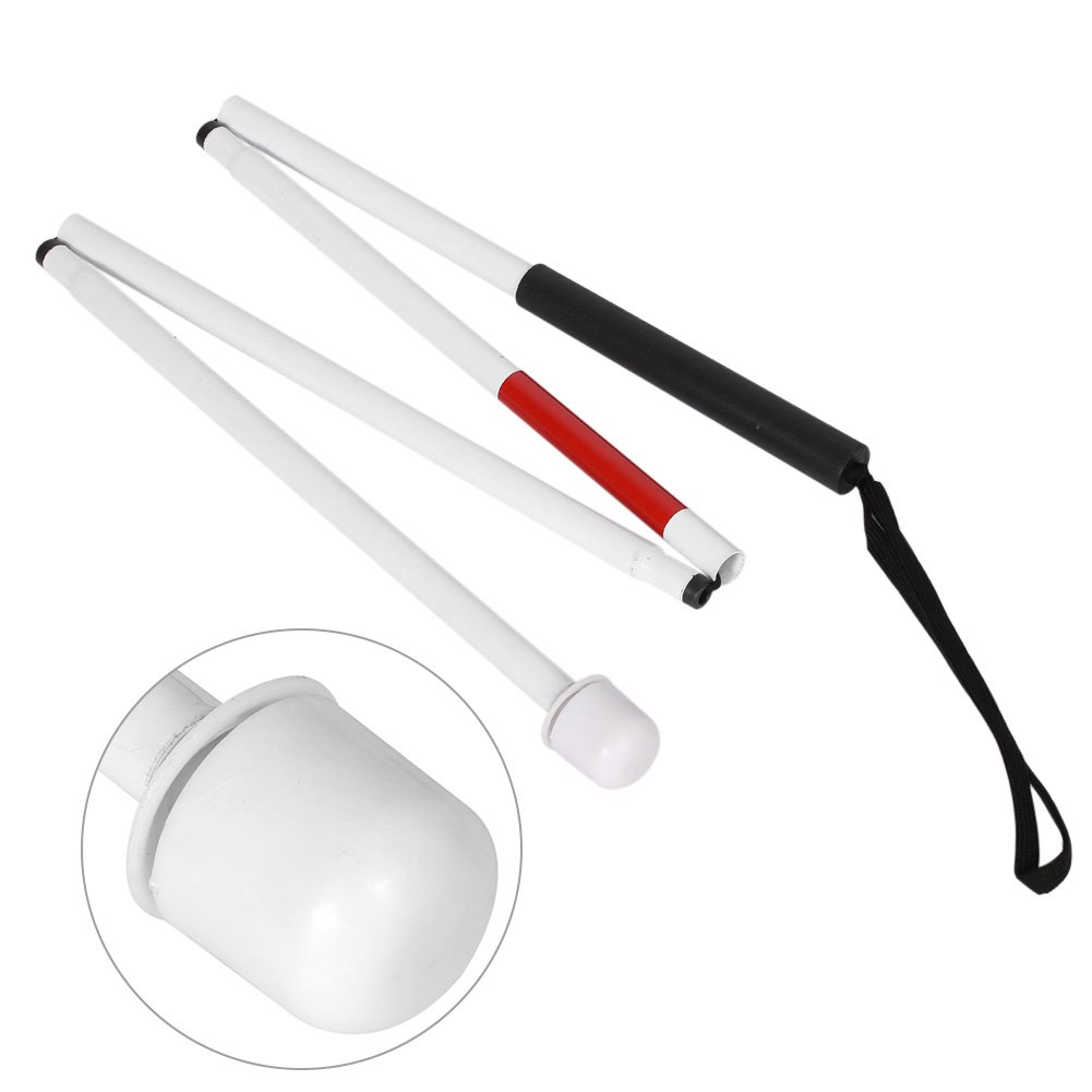 Lightweight 4-Section Folding Walking Cane - 127cm Adjustable Aluminum Alloy Mobility Aid for Visually Impaired & Elderly - Perfect for Indoor/Outdoor Use, Travel & Daily Support