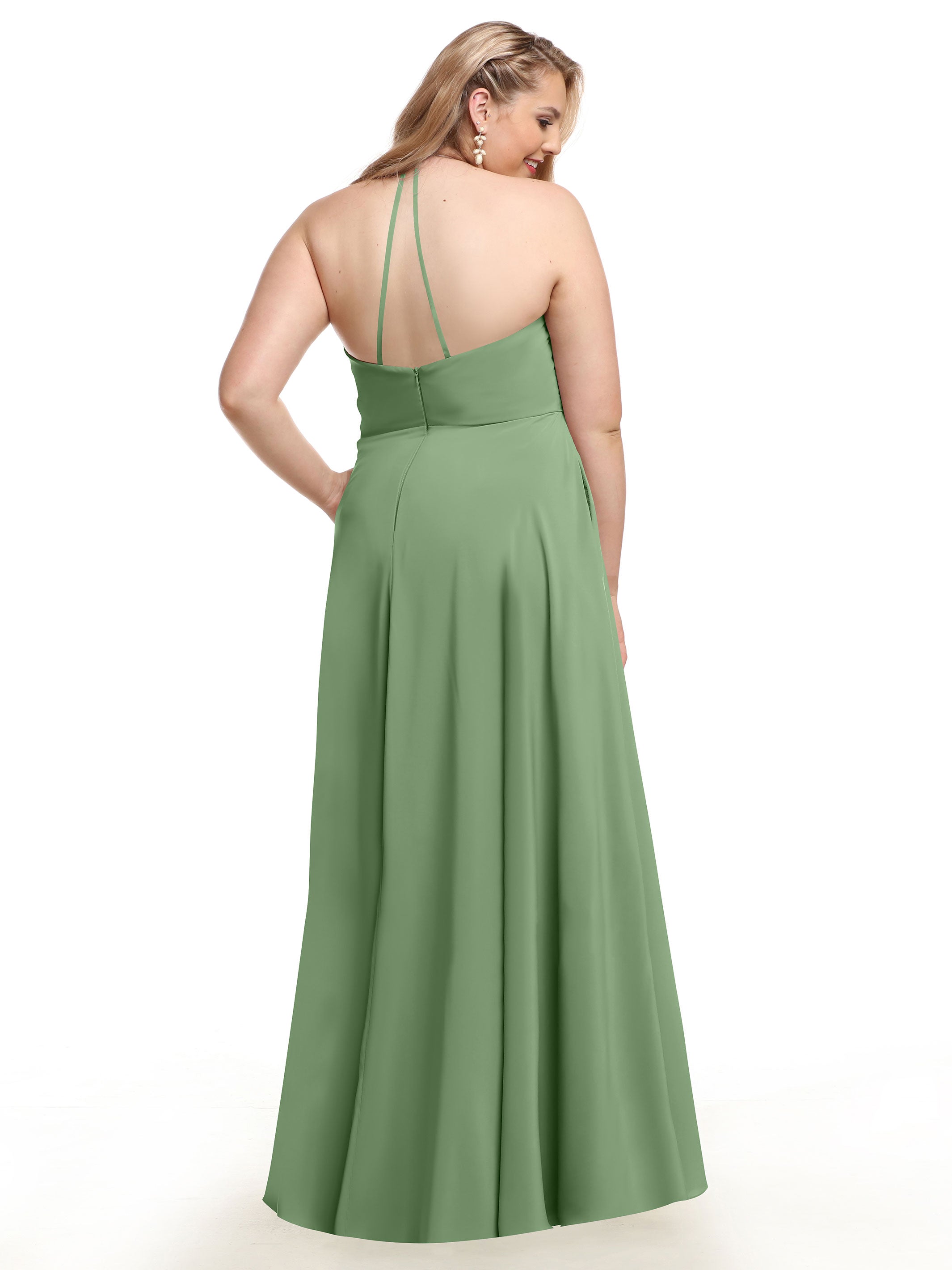 Elegant 80101 Stretch Chiffon A-Line Bridesmaid Dress with V-Neck & Pleats - Perfect for Weddings, Formal Events & Special Occasions