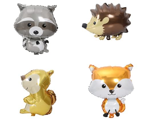 8 Pack Cute Animal Balloons - Hedgehog & Fox Helium Balloons for Birthday Party Decorations, Baby Shower Supplies, Gender Reveal, Kids Room Decor & Photo Backdrop