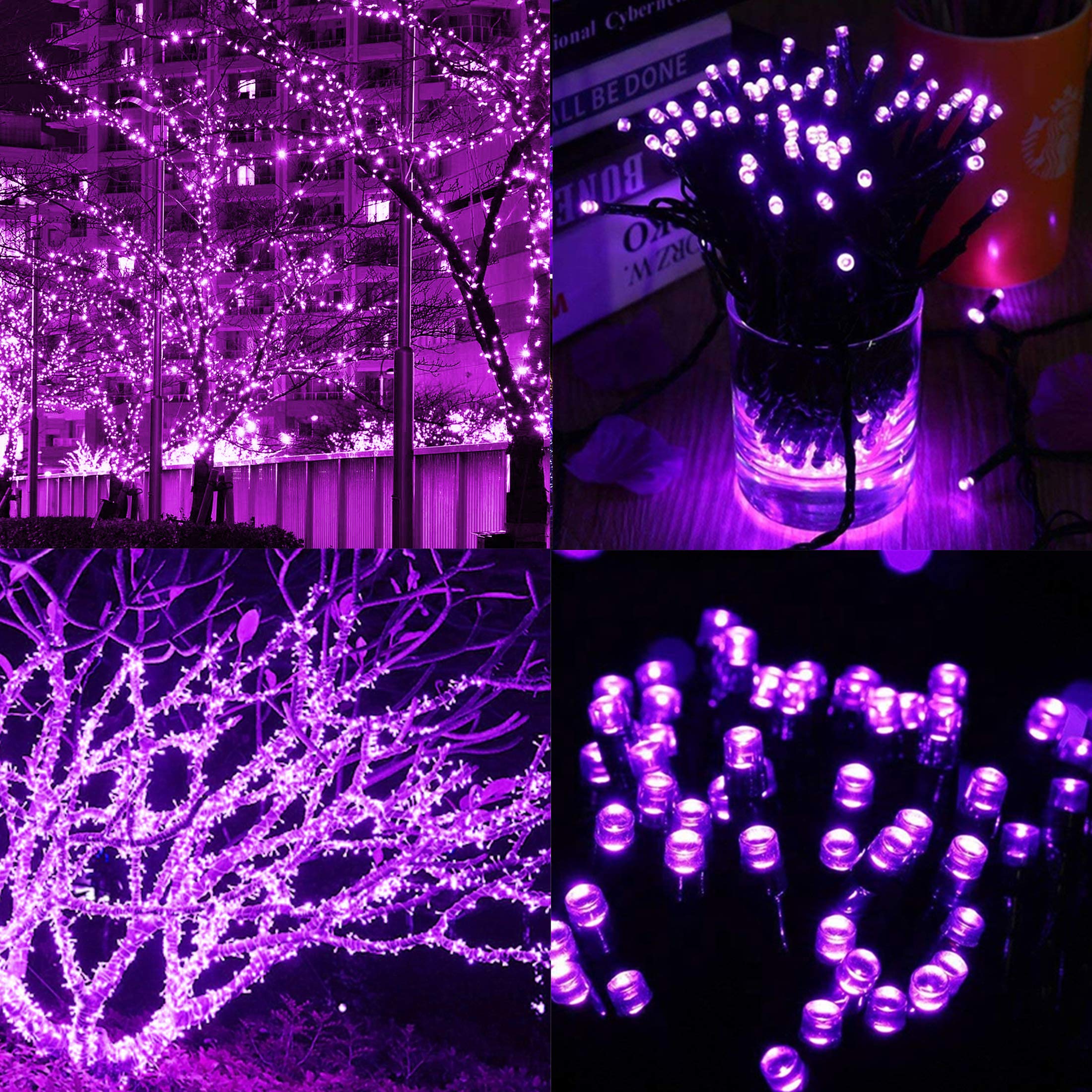 300 LED Halloween String Lights - 98.5FT Waterproof Connectable Mini Lights with 8 Lighting Modes for Indoor Outdoor Decor | Perfect for Halloween, Christmas, Parties, Bedroom & Holiday Decorations (Purple)