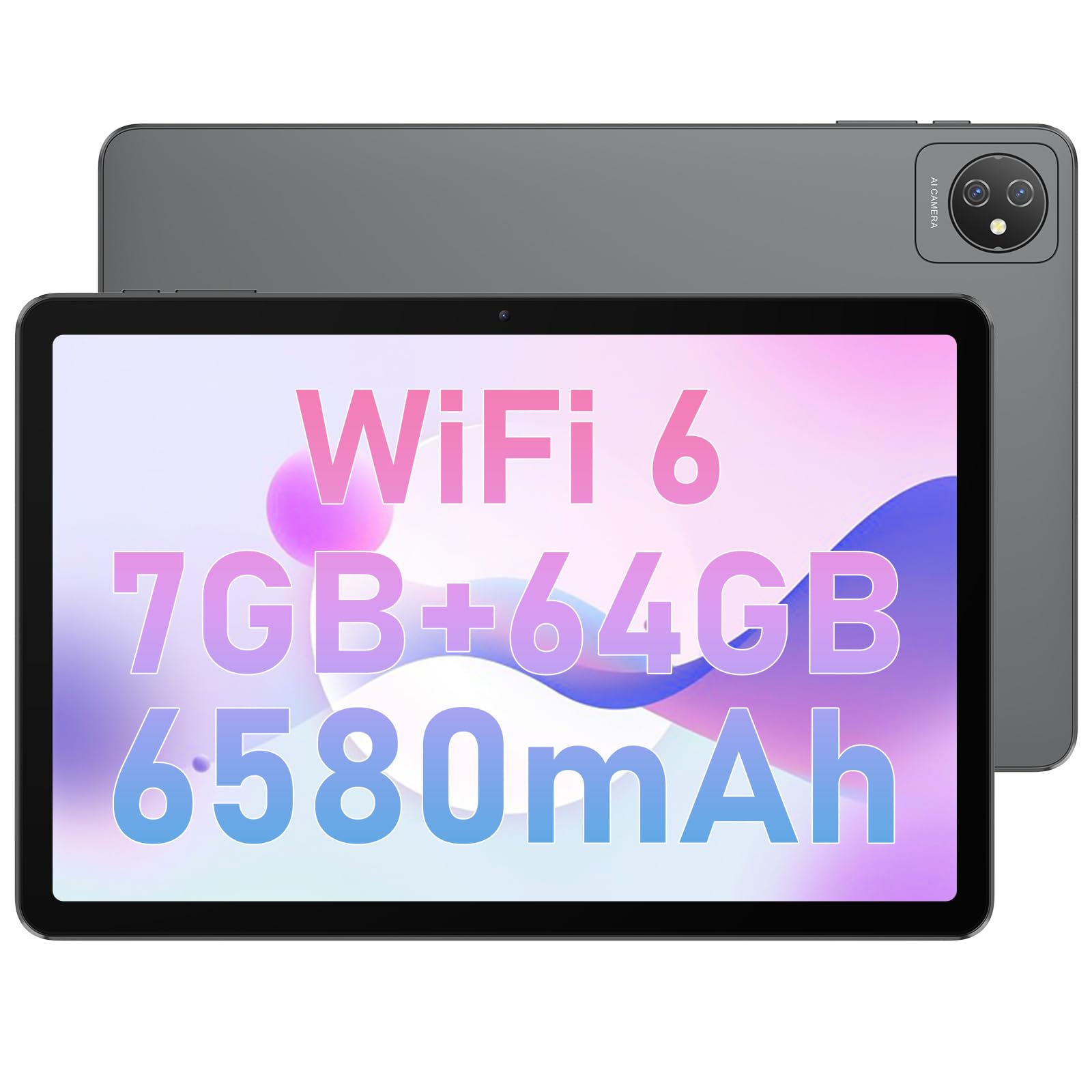 Blackview 10 Inch Android 12 Tablet (2023 Model) - WiFi 6, 64GB Storage, Quad-Core Processor, 6580mAh Battery, 8MP+13MP Dual Camera, Bluetooth 5.0, GMS Certified - Gray | Perfect for Work, Study & Entertainment