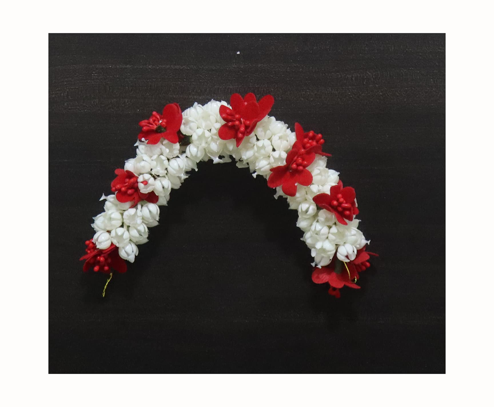 Anagha Hair Accessories for Bun Making - 2-Piece Set of Mogra & Two-Tone Fabric Flower Gajra for Bridal Hairstyles | Perfect for Weddings, Parties & Traditional Indian Events