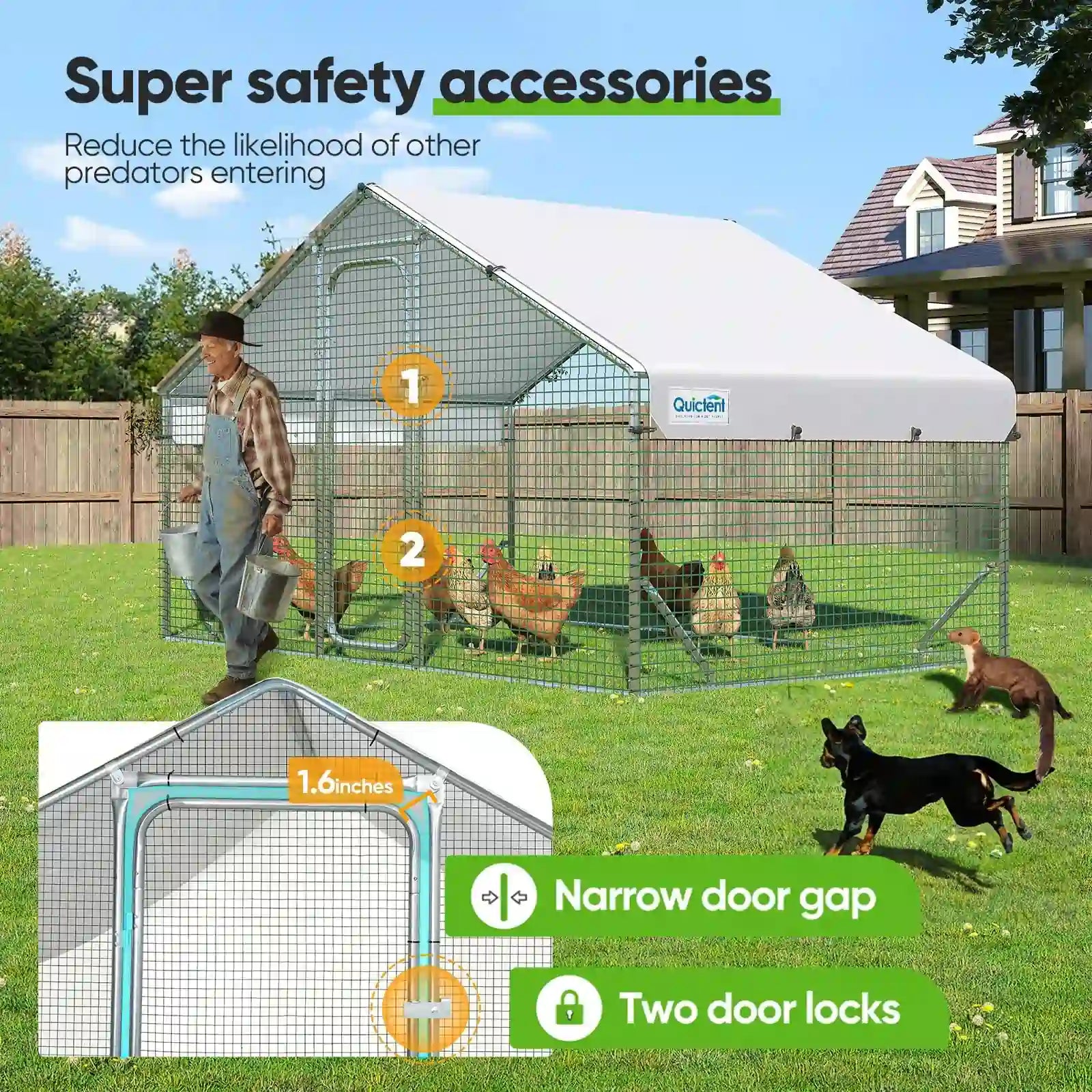 Large Metal Chicken Coop Run - Durable Outdoor Poultry Pen for Hens & Roosters - Perfect for Backyard Farming & Free Range Chicken Keeping