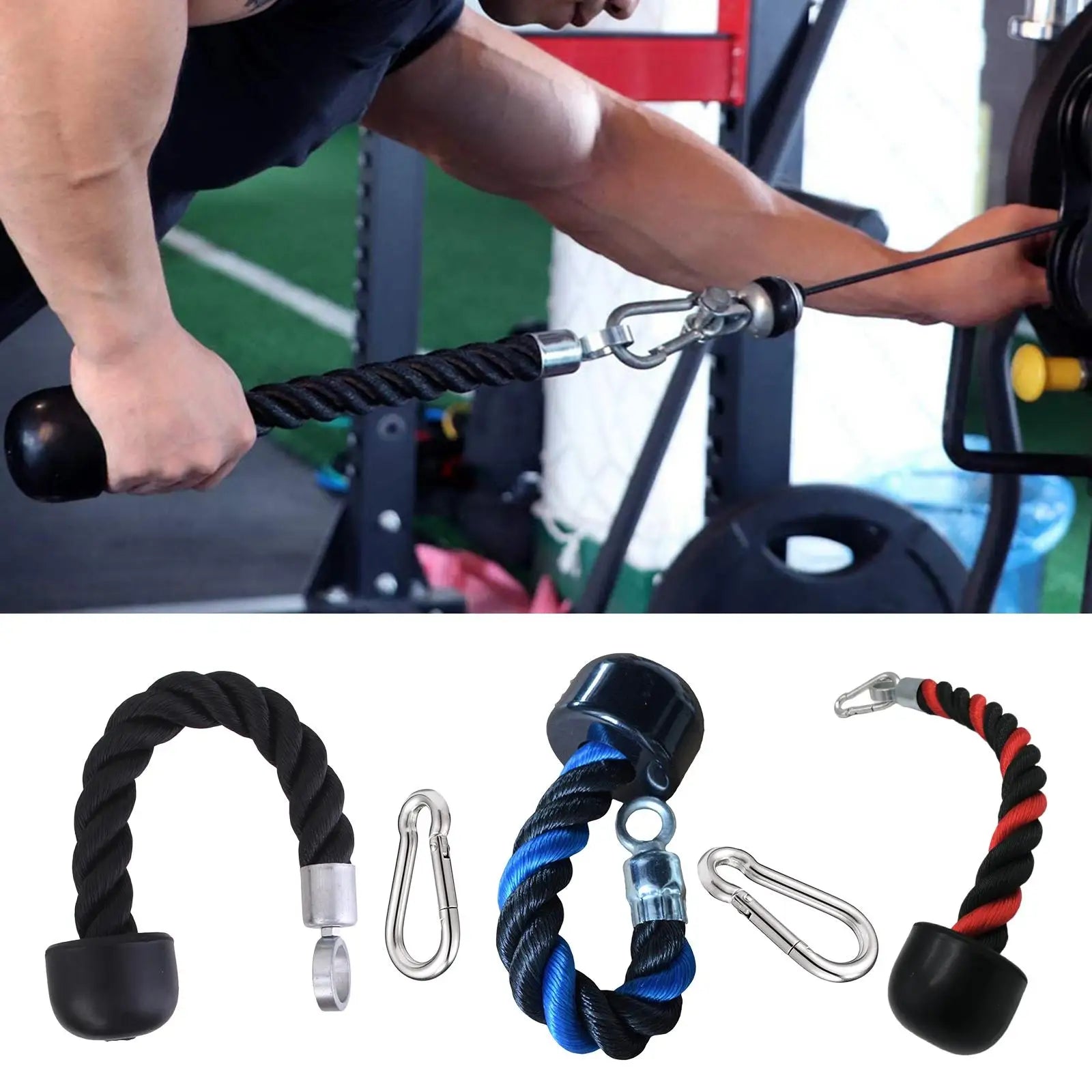 Single Handle Pulley Cable Tie for Triceps Rope Pull Down Attachment - Gym Equipment for Strength Training & Home Workouts