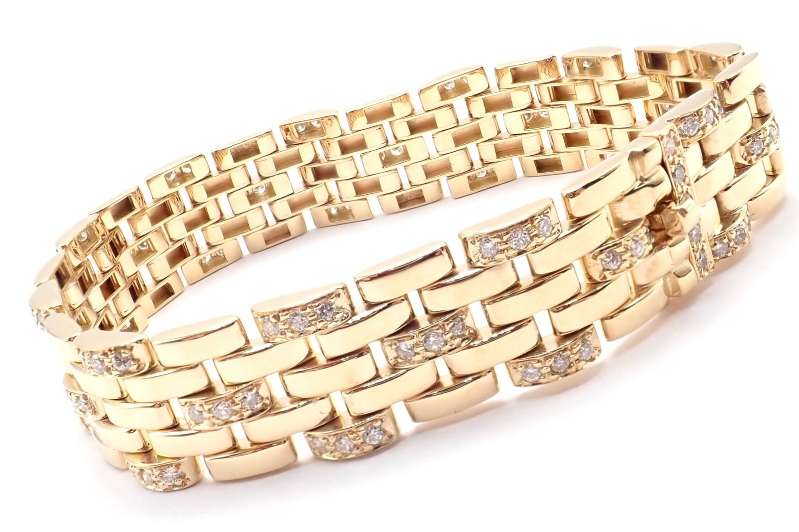 Authentic Cartier Maillon Panthere 18K Gold Diamond Five Row Link Bracelet for Women - Luxury Jewelry Gift for Anniversary, Birthday & Special Occasions