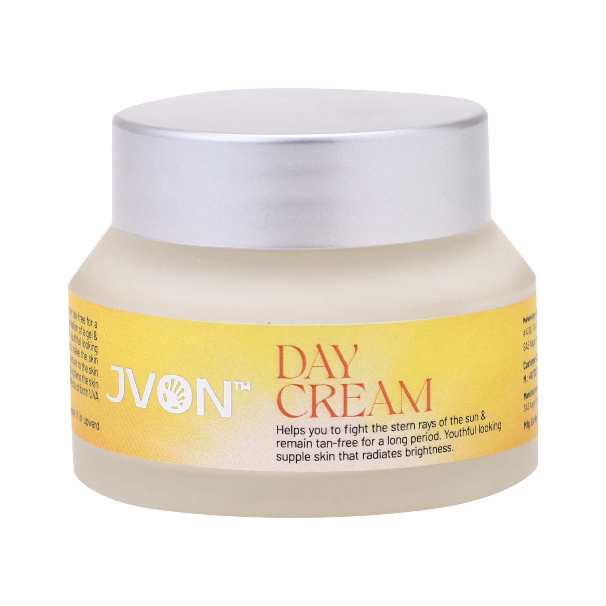 JVON Brightening Day Cream with Aqua & Light Liquid Paraffin - 50g | Hydrating & Glowing Facial Moisturizer for Dry Skin | Perfect for Daily Skincare Routine & Makeup Prep
