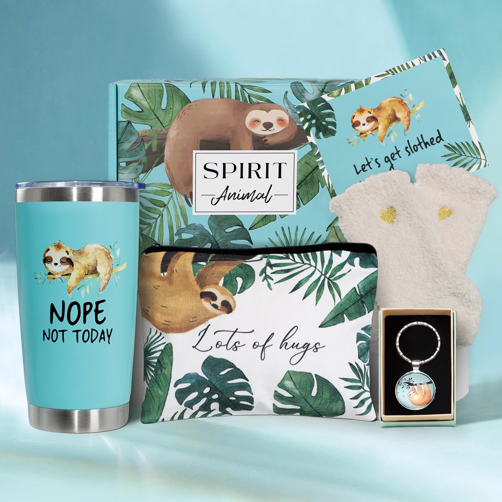 Premium Sloth Gift Set for Women - Unique Birthday Gifts for Her, Cute Sloth Themed Presents for Girlfriend, Teacher or Best Friend - Includes Insulated Tumbler Cup (Green) - Perfect for Birthdays, Anniversaries & Appreciation Gifts