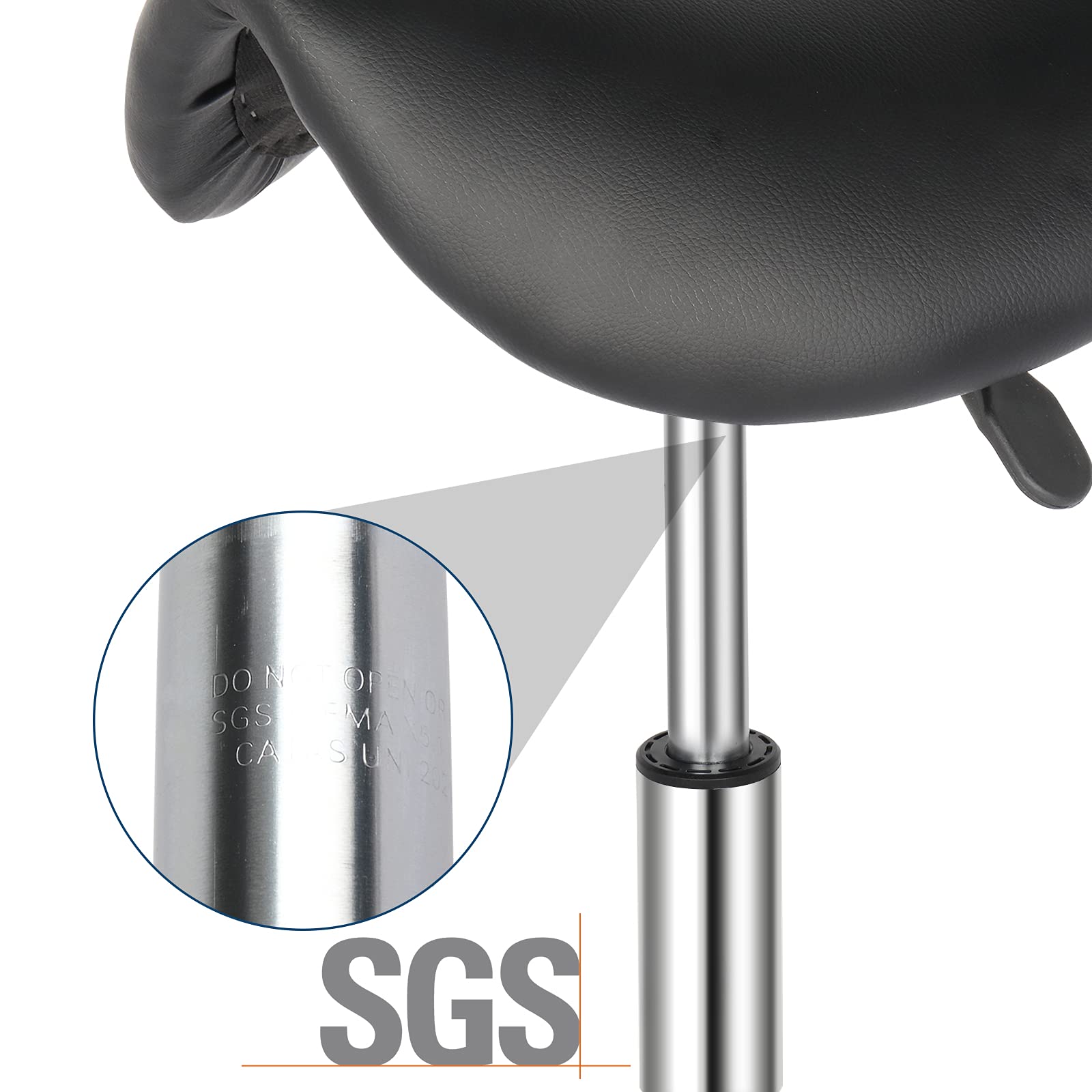 **Winado Adjustable Height Bar Stool - 360° Swivel Rolling Saddle Stool with PU Leather & Casters Wheels for Kitchen, Dining, Bistro, Salon, Spa - Modern Armless Bar Chair (Black)**    **Usage Scenarios:** Perfect for home kitchens, dining rooms, cafes, bars, salons, spas, and office break rooms.