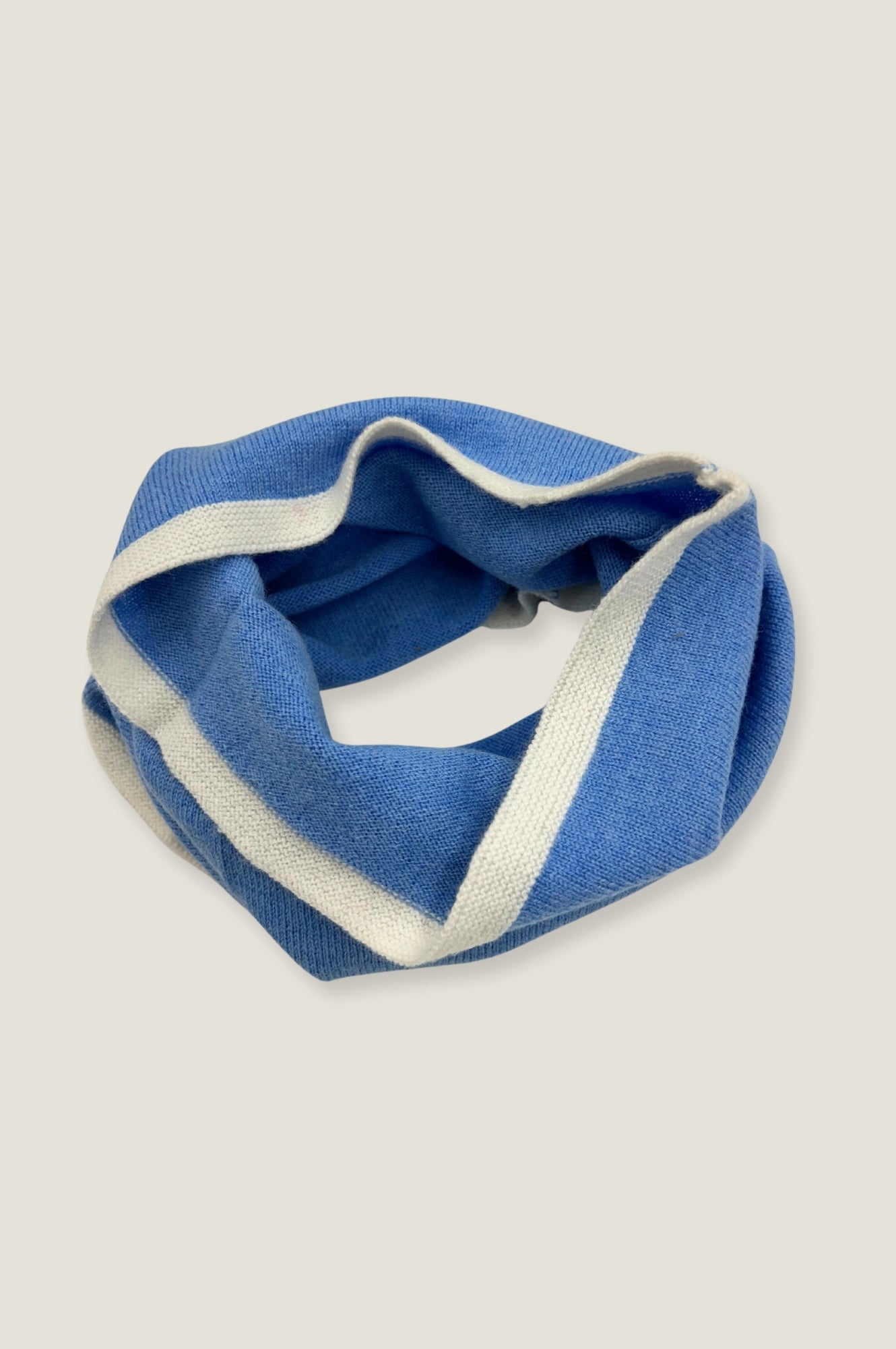Soft Merino Wool Snood Scarf - Serene Blue & Cream Colors | Warm Winter Neck Warmer for Outdoor Activities & Travel