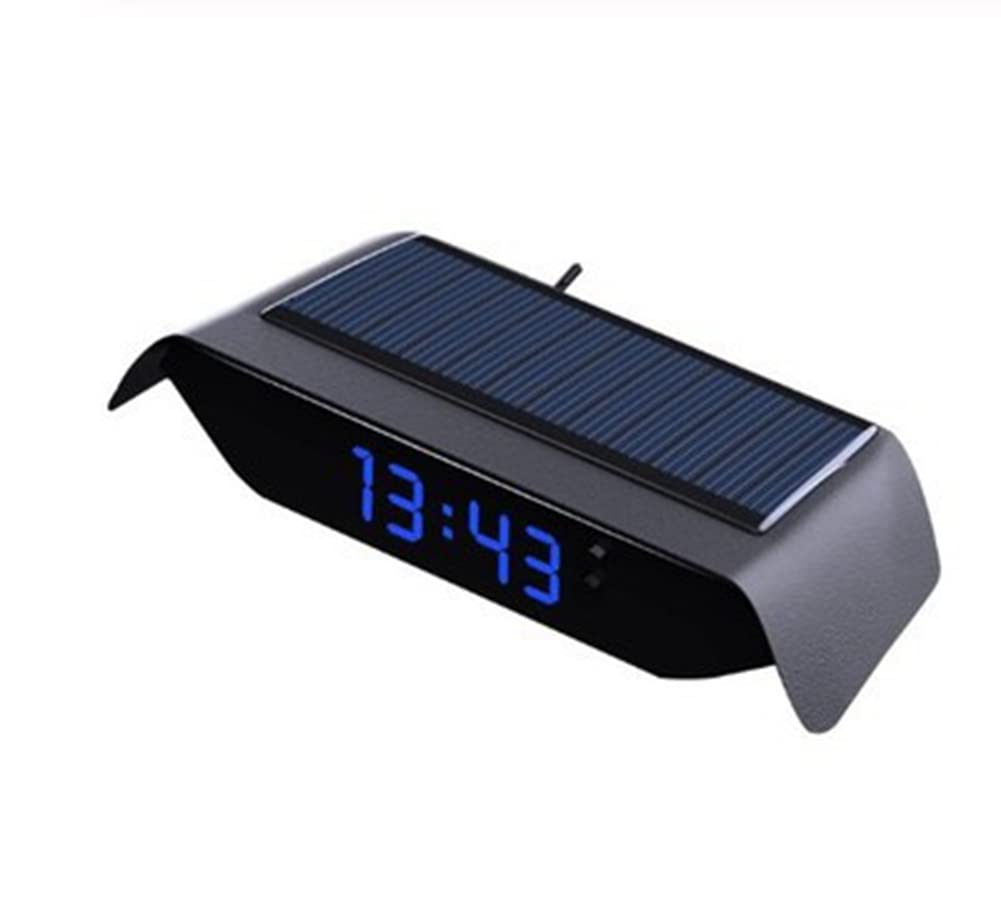 Zcargel 3-in-1 Solar Car Digital Thermometer Clock with USB Charging - Multifunctional Auto Accessory for Dashboard, White | Perfect for Road Trips & Daily Commuting