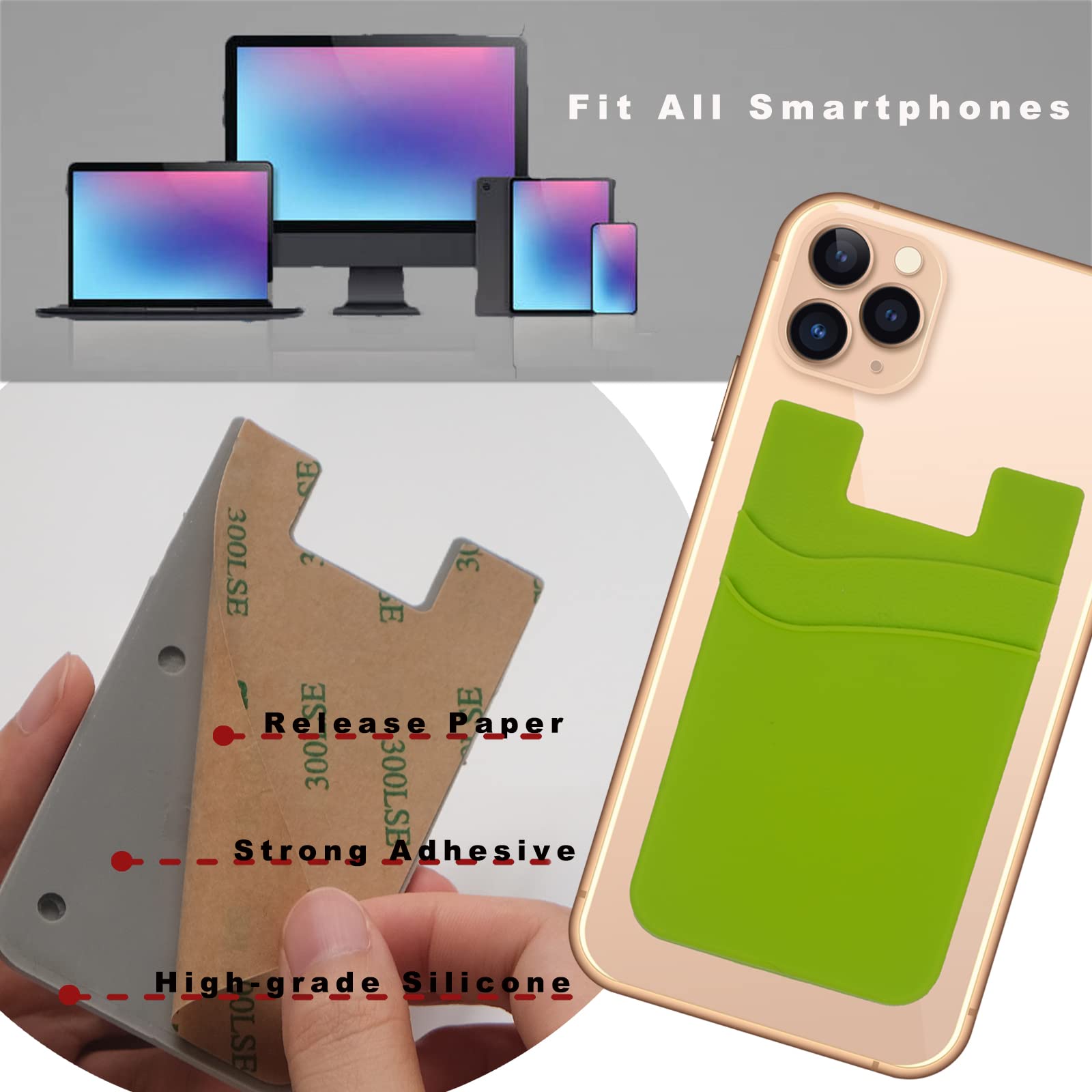 3 Pack White Adhesive Phone Wallet - Stick On Card Holder for iPhone & Samsung - Perfect for Gym, Travel & Everyday Use (Holds Credit Cards & IDs)