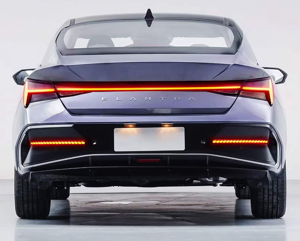 2024 Hyundai Elantra Dark Red Full LED Rear Bumper Reflectors with Sequential Turn Signals - Enhanced Safety & Style for Night Driving & Custom Car Mods