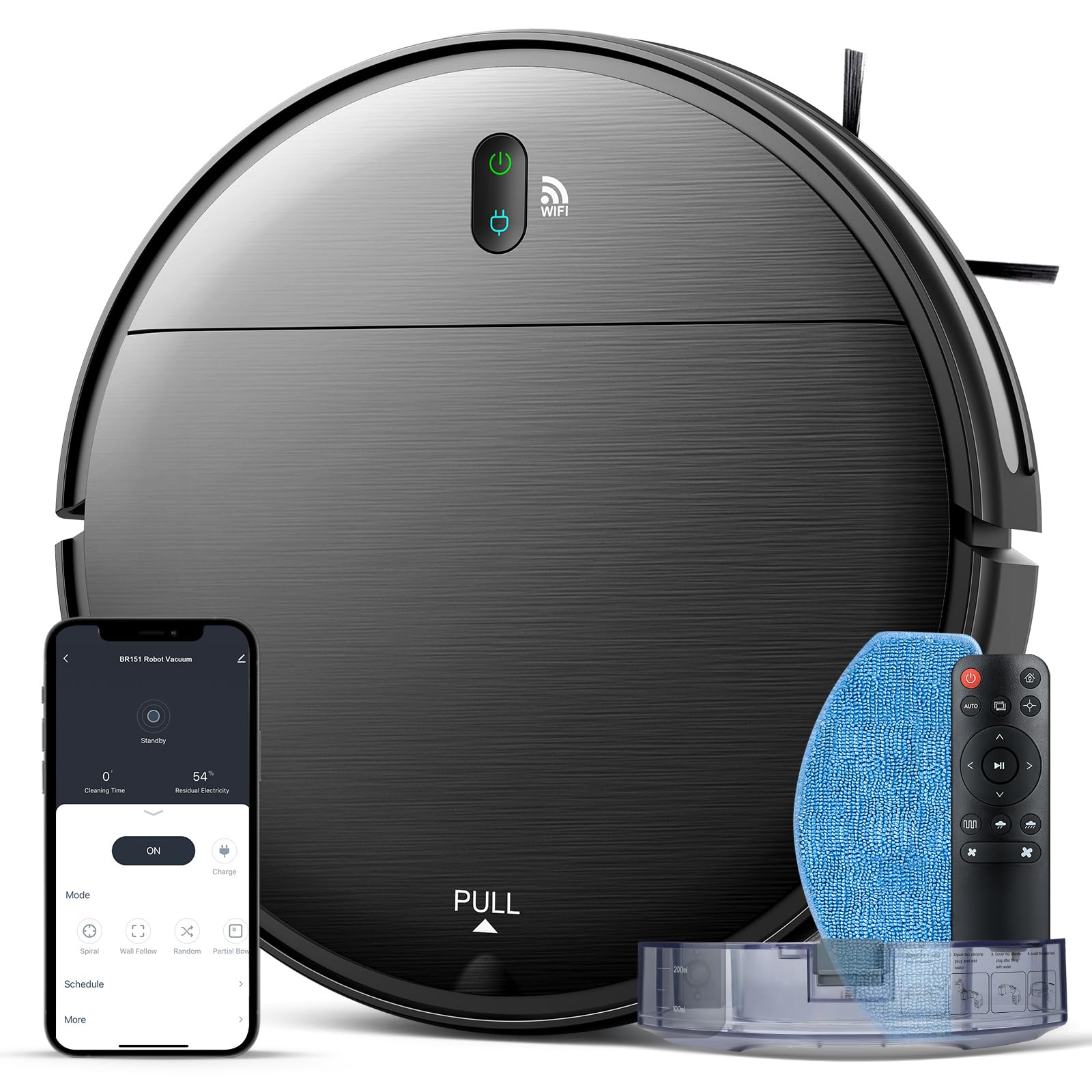 Smart 2-in-1 Robot Vacuum & Mop - WiFi/App Control for Hard Floors & Pet Hair