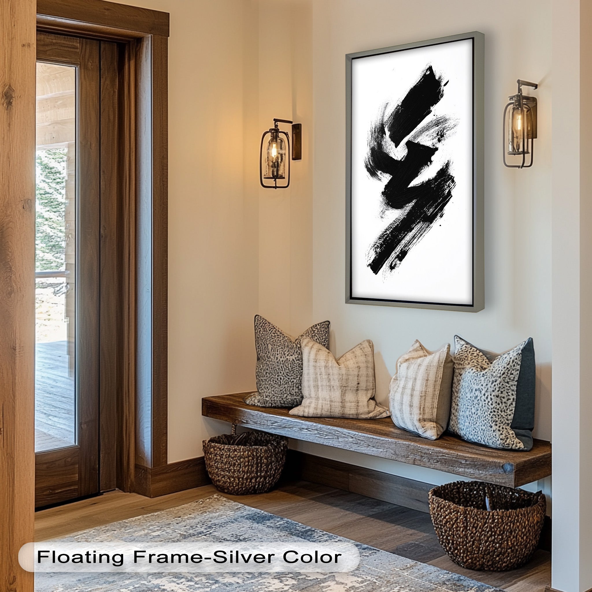 Black Brushstroke Abstract Oil Painting - Modern Wall Art for Living Room, Bedroom & Office Decor