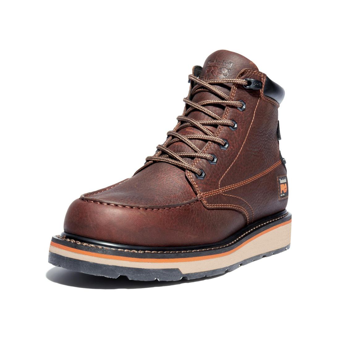 Gridworks 6 Inch Soft Toe Waterproof Work Boots for Men - Brown Leather Safety Shoes for Construction, Hiking & Outdoor Activities